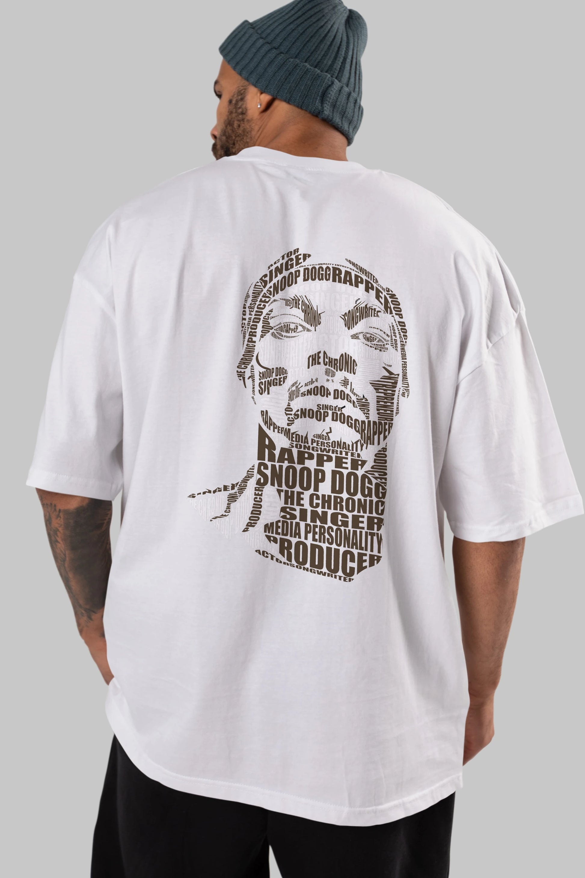 Snoop Dogg Calligram Arka Baskılı Oversize t-shirt %100 pamuk Erkek Kadın Unisex