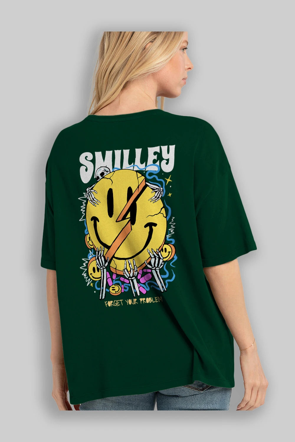 Smilley Streetwear Arka Baskılı Oversize t-shirt Erkek Kadın Unisex