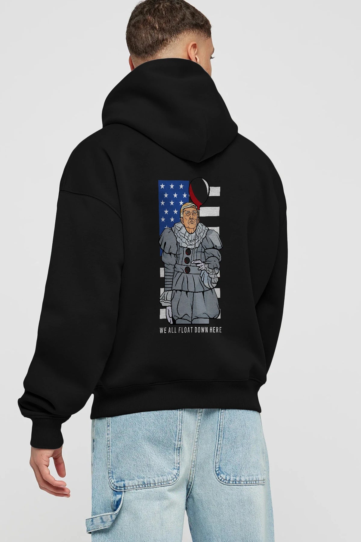 It Trump Arka Baskılı Hoodie Oversize Kapüşonlu Sweatshirt Erkek Kadın Unisex