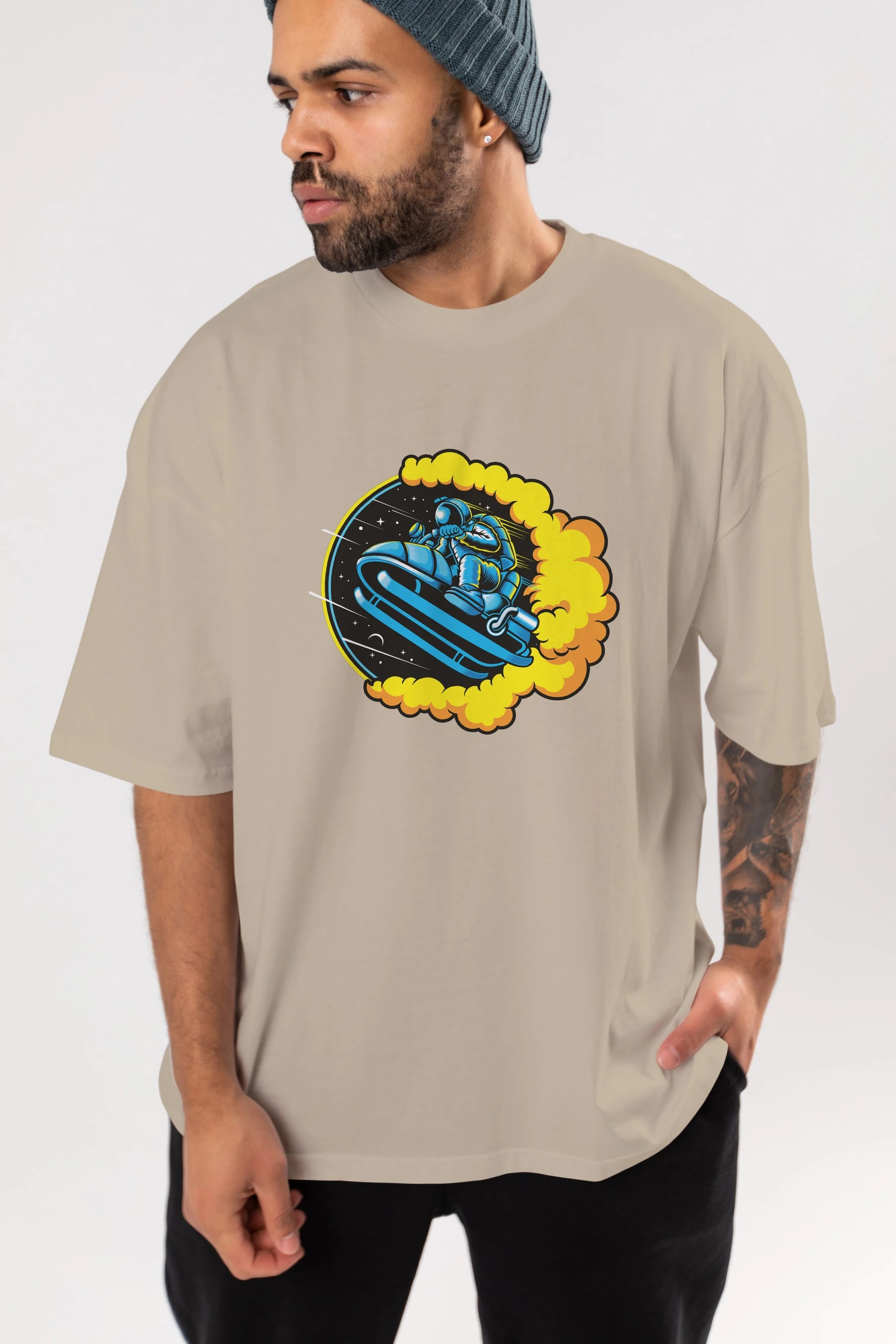 Astrojump with Snowmobile Ön Baskılı Oversize t-shirt Erkek Kadın Unisex