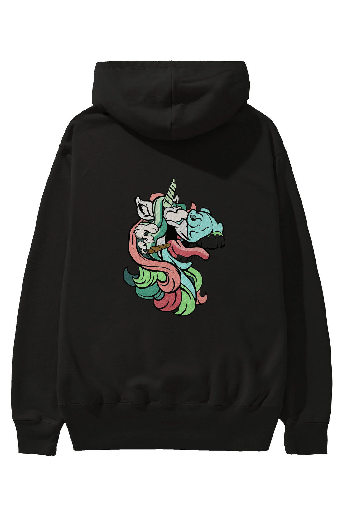 Crazy Unicorn Arka Baskılı Hoodie Oversize Kapüşonlu Sweatshirt Erkek Kadın Unisex