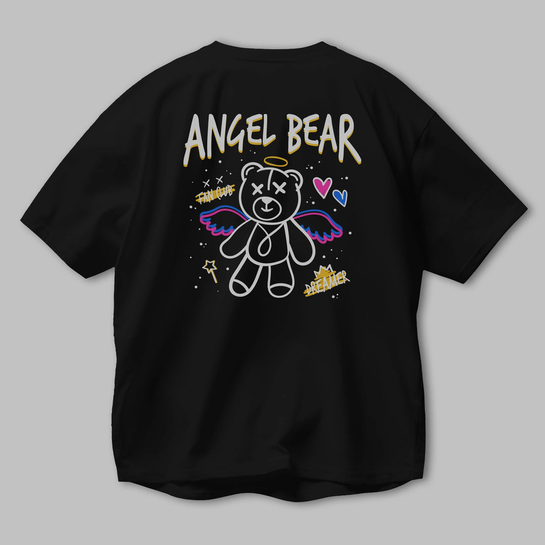 Angel Bear Arka Baskılı Oversize t-shirt Erkek Kadın Unisex