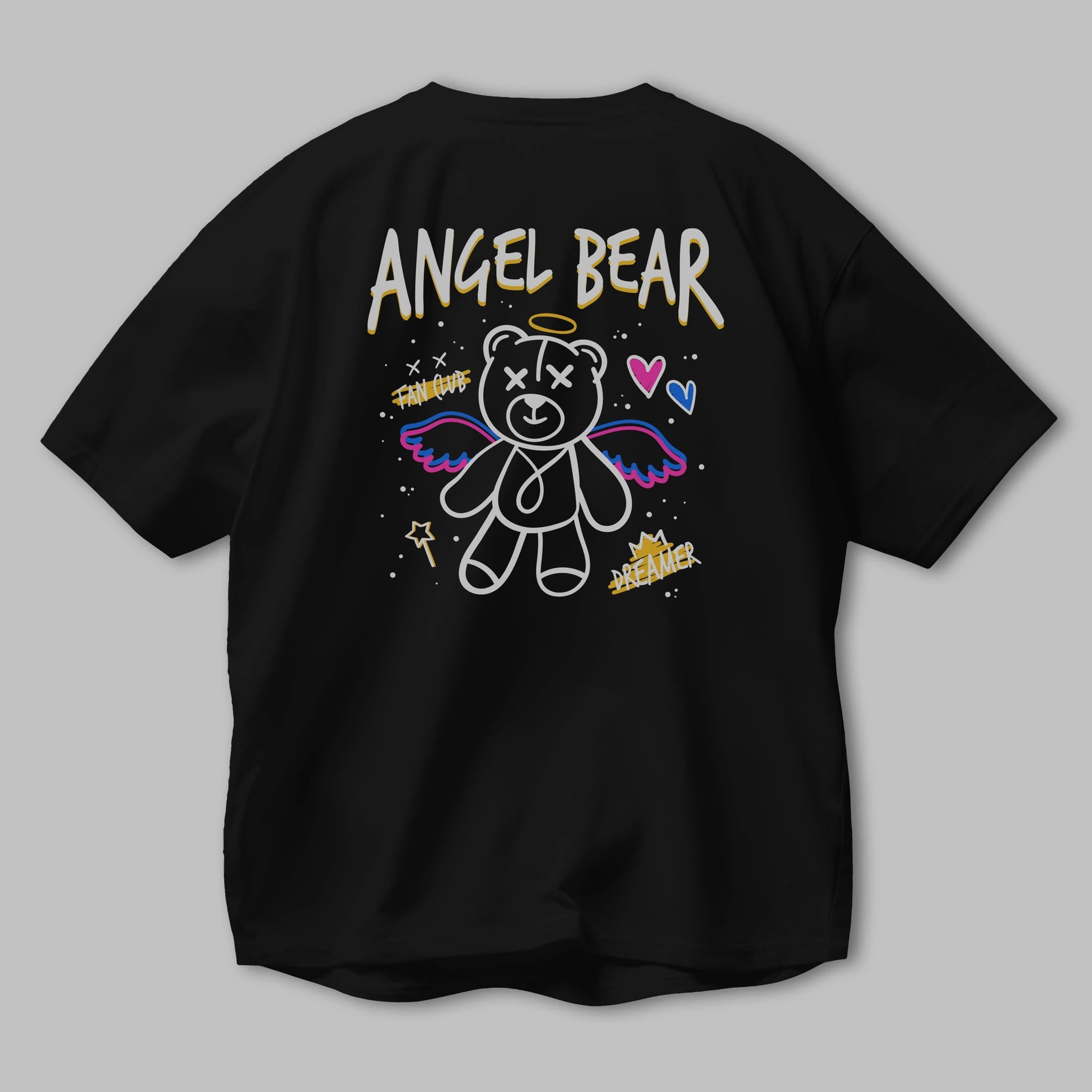 Angel Bear Arka Baskılı Oversize t-shirt Erkek Kadın Unisex