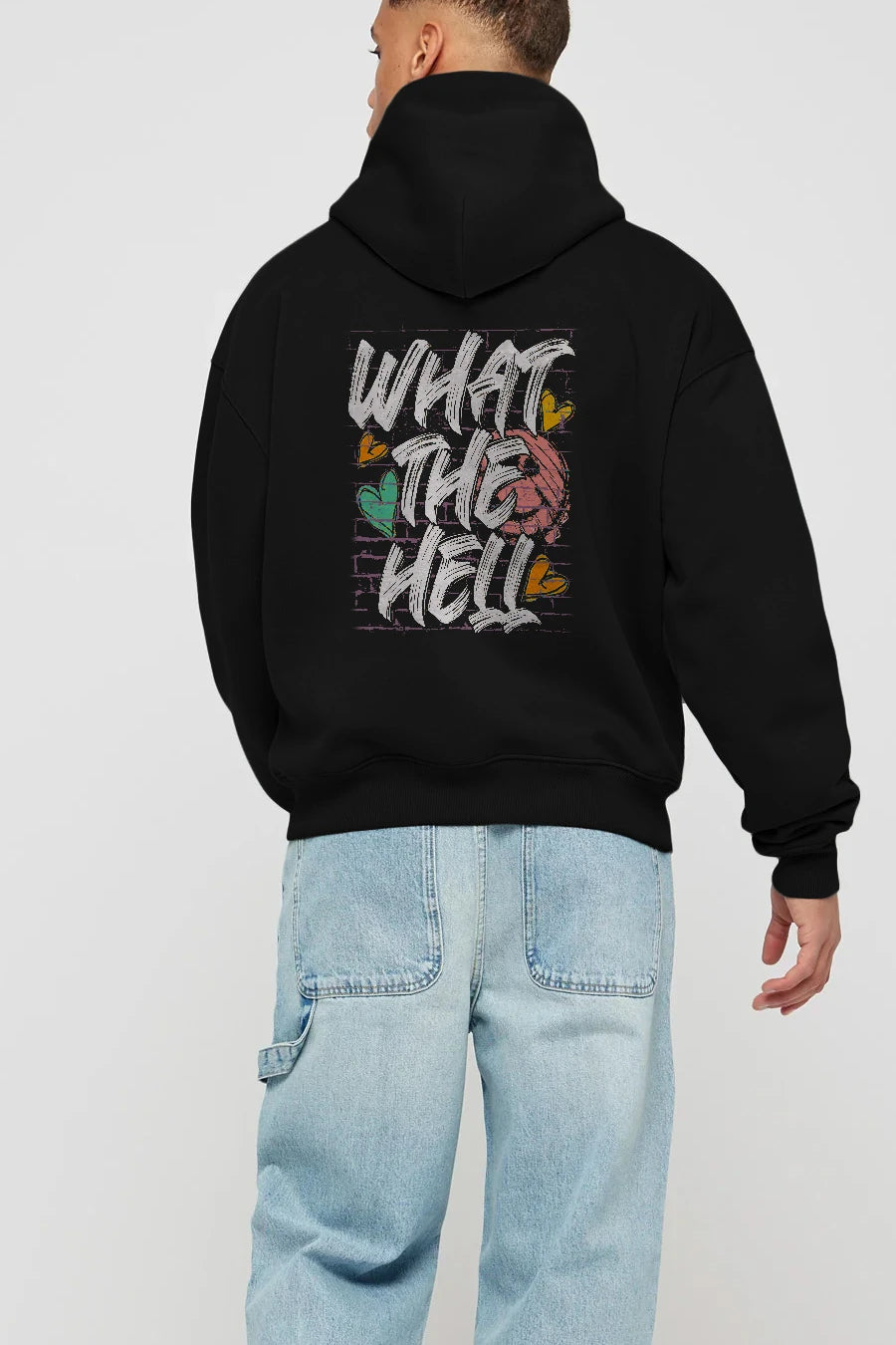 What The Hell Arka Baskılı Hoodie Oversize Kapüşonlu Sweatshirt Erkek Kadın Unisex