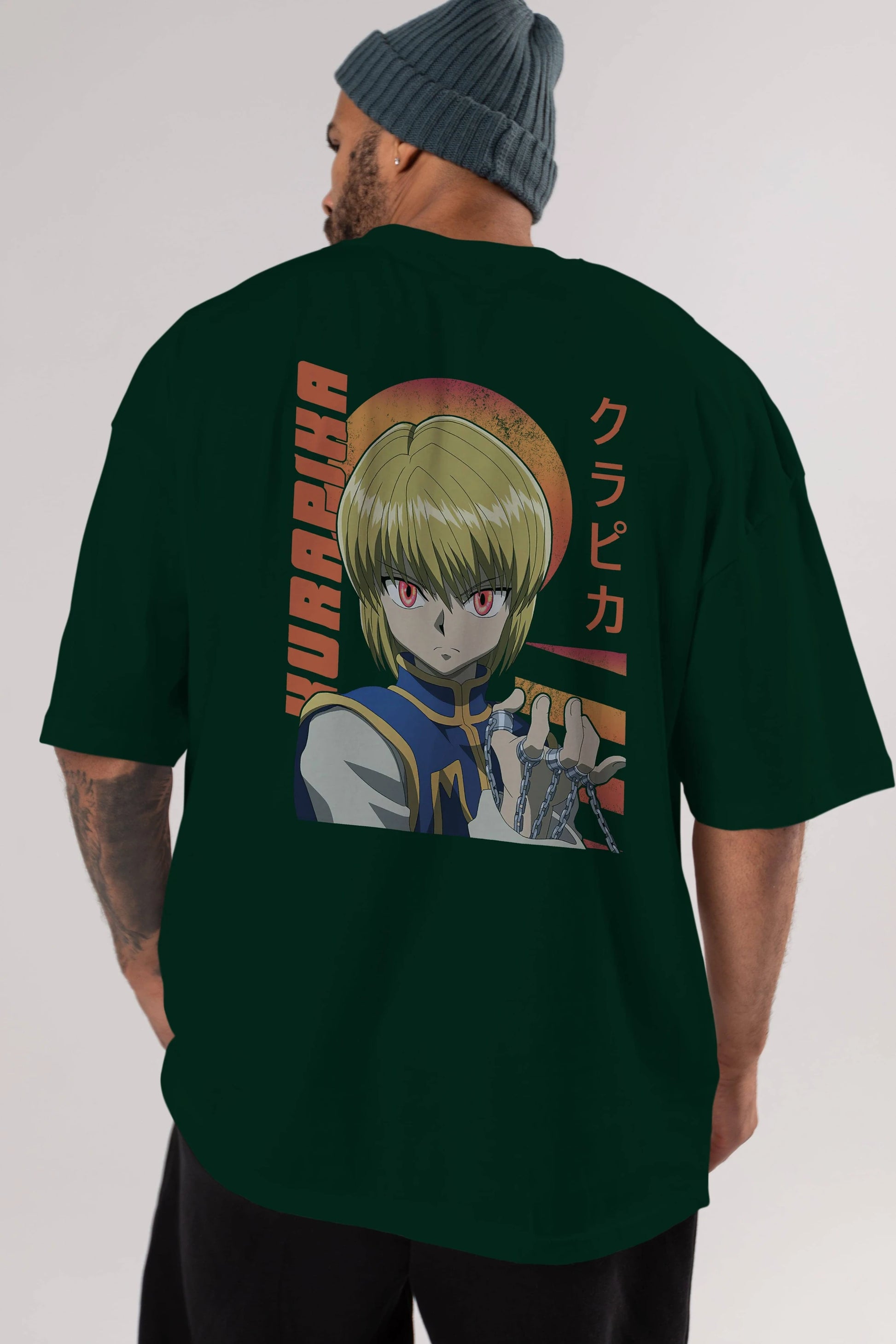 Kurapika 5 (2) Anime Arka Baskılı Oversize t-shirt Erkek Kadın Unisex