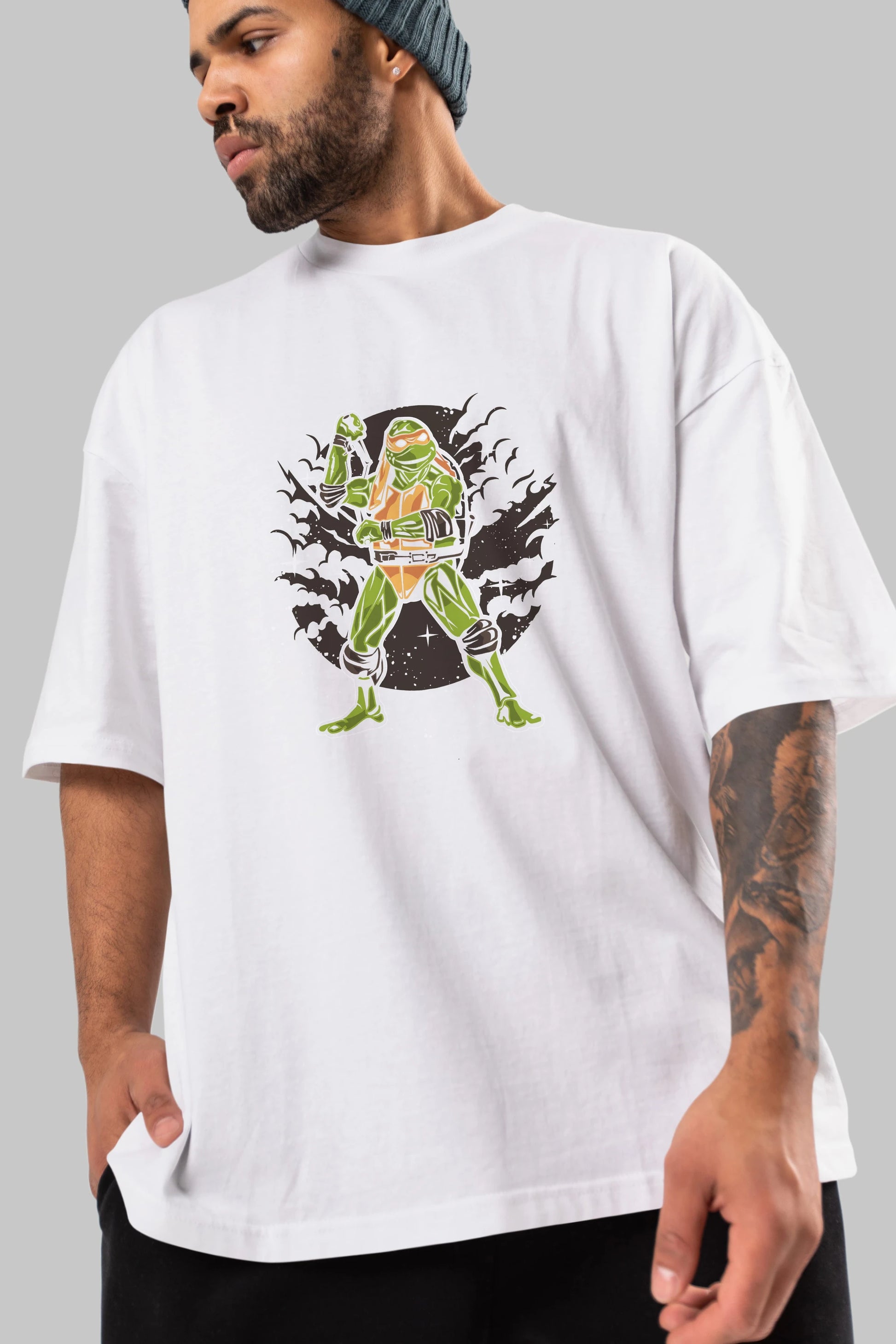 TURTLES Ön Baskılı Oversize t-shirt Erkek Kadın Unisex %100 Pamuk tişort