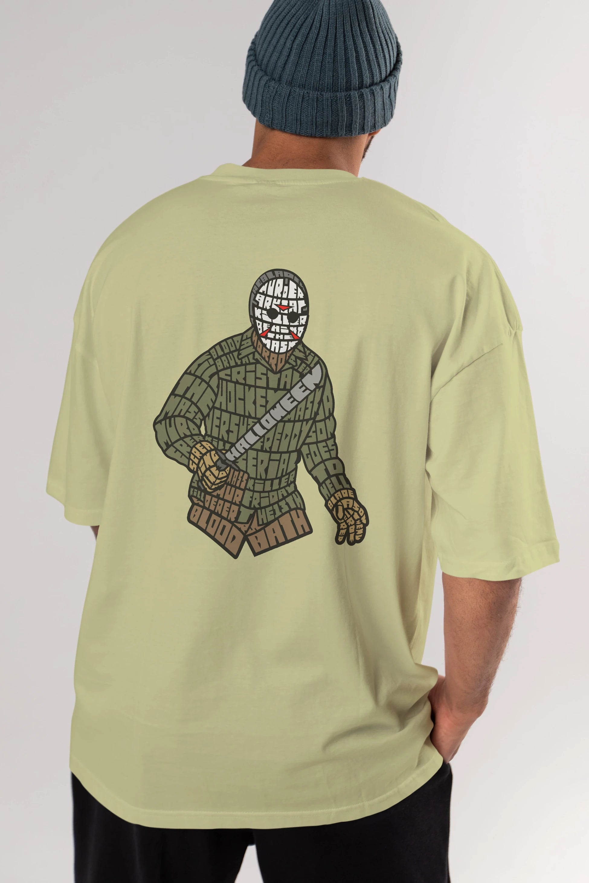 Jason Arka Baskılı Oversize t-shirt %100 pamuk Erkek Kadın Unisex