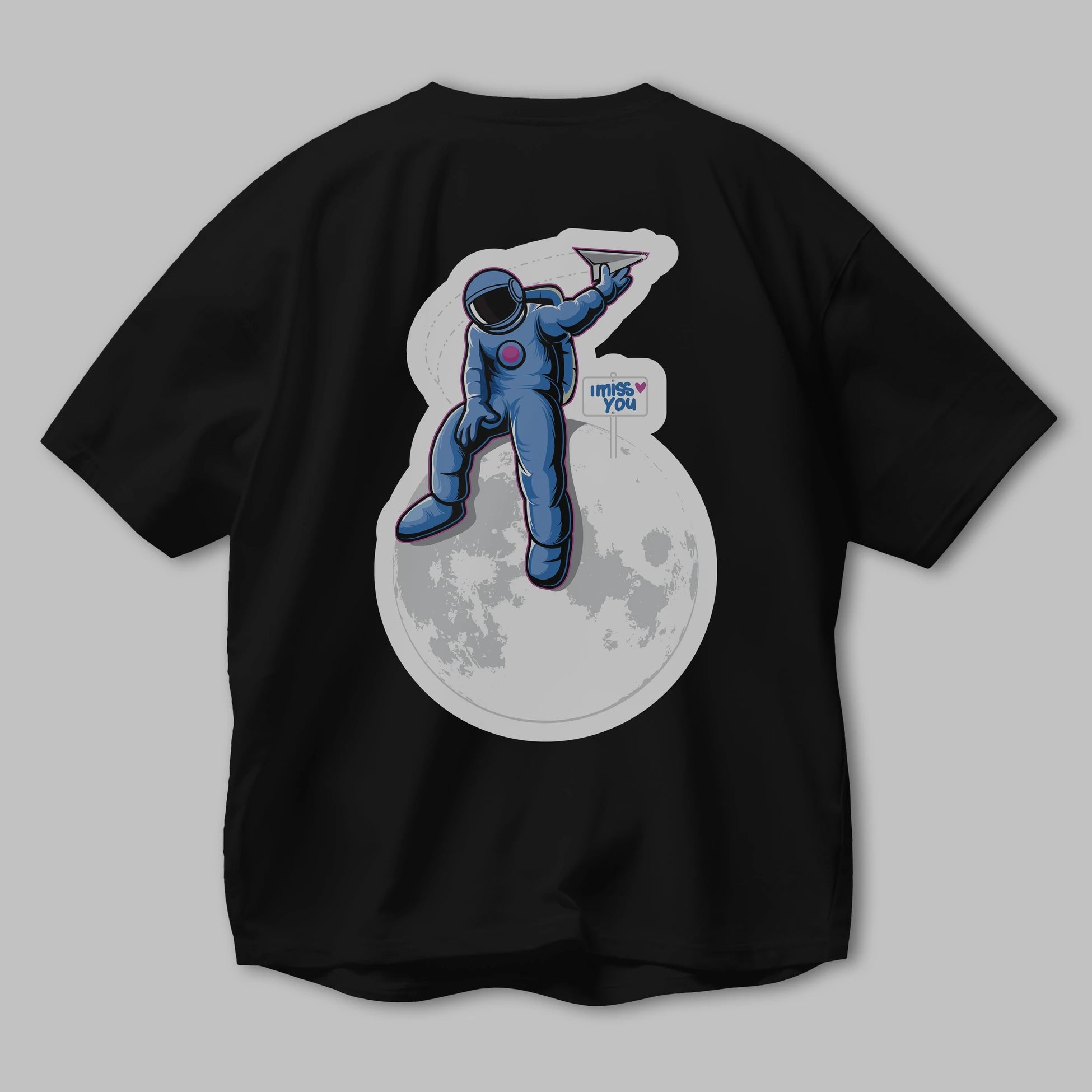 Astro Missing Earth Sticker Arka Baskılı Oversize t-shirt Erkek Kadın Unisex