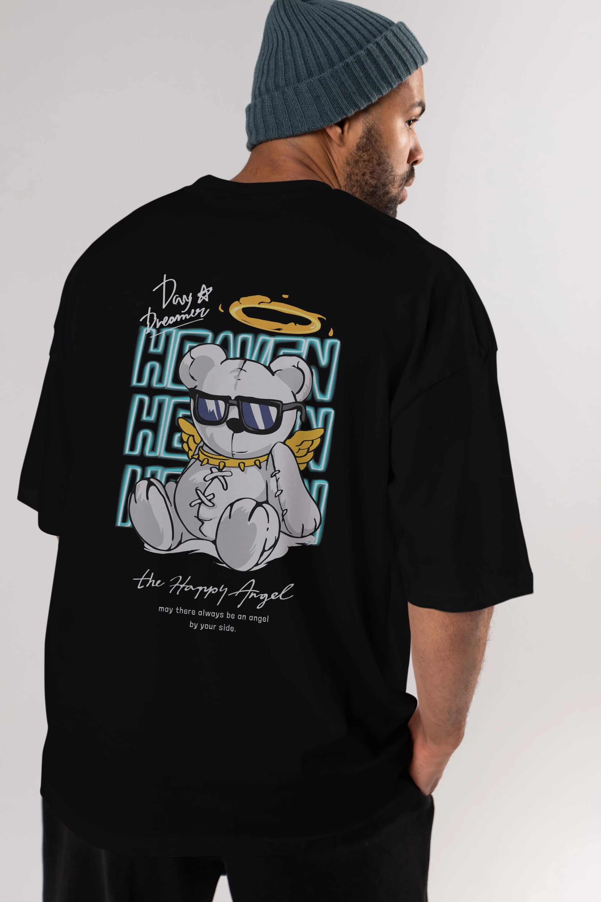 Heaven Bear Arka Baskılı Oversize t-shirt Erkek Kadın Unisex