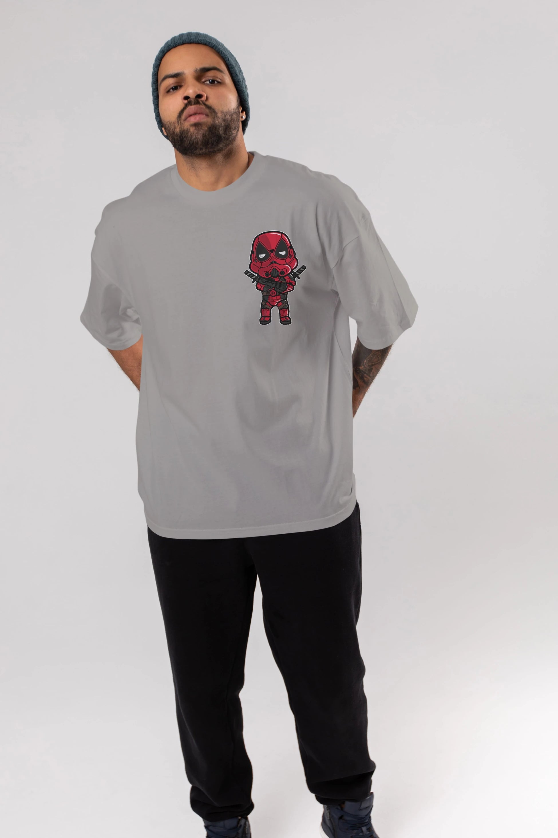 Deadpool (22) Ön Sol Baskılı Oversize t-shirt Erkek Kadın Unisex %100 Pamuk Bisiklet Yaka tişort