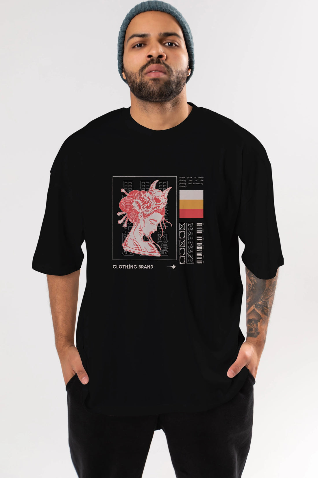 Hipster Japanese Style 2 Ön Baskılı Oversize t-shirt Erkek Kadın Unisex