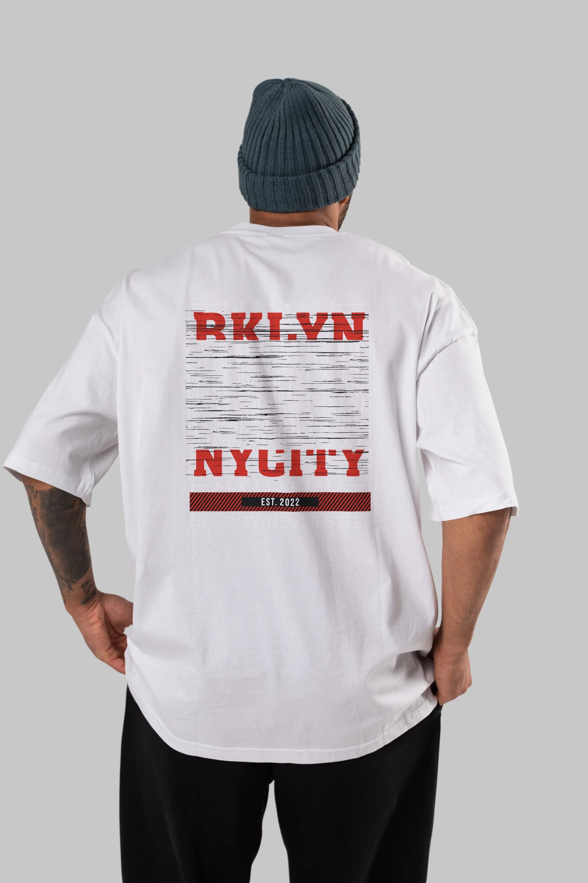 Brooklyn New York City Arka Baskılı Oversize t-shirt Erkek Kadın Unisex