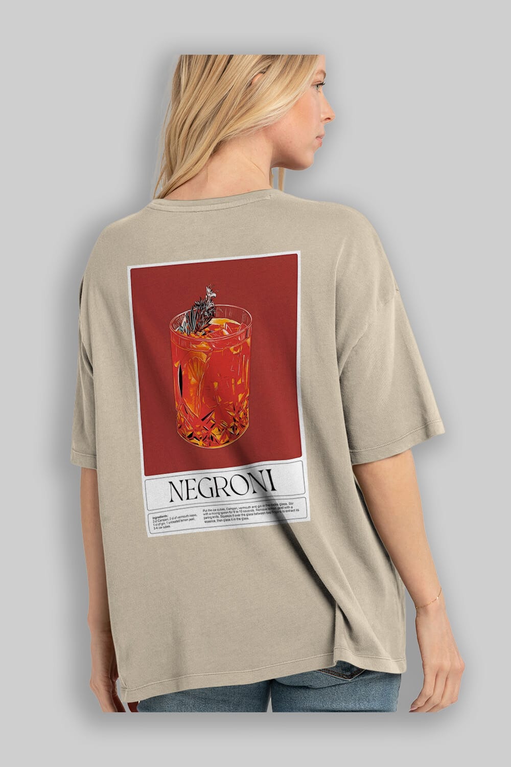 Negroni 2 Arka Baskılı Oversize t-shirt Erkek Kadın Unisex %100 Pamuk Bisiklet Yaka tişort