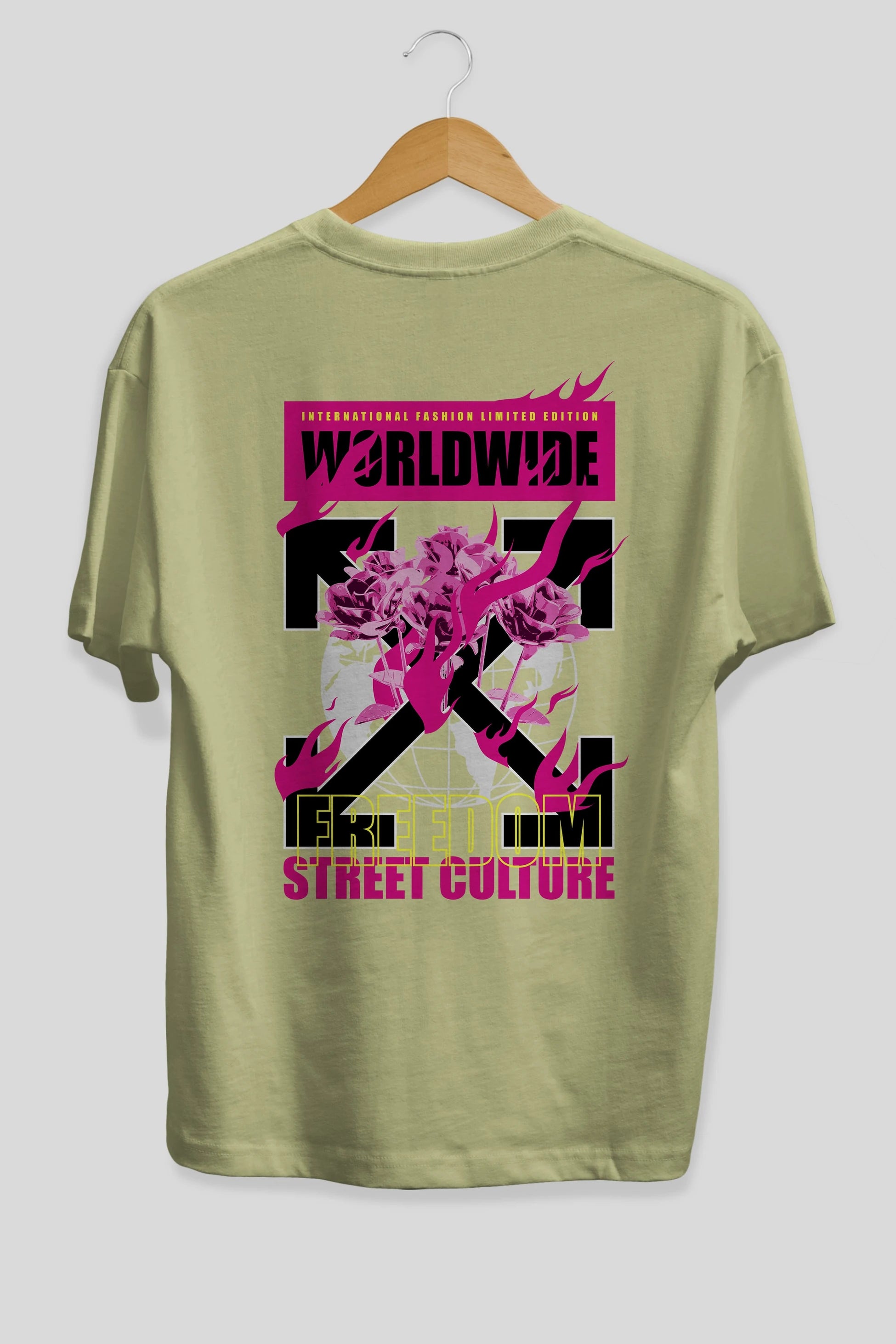 Freedom Street Culture Arka Baskılı Oversize t-shirt Erkek Kadın Unisex
