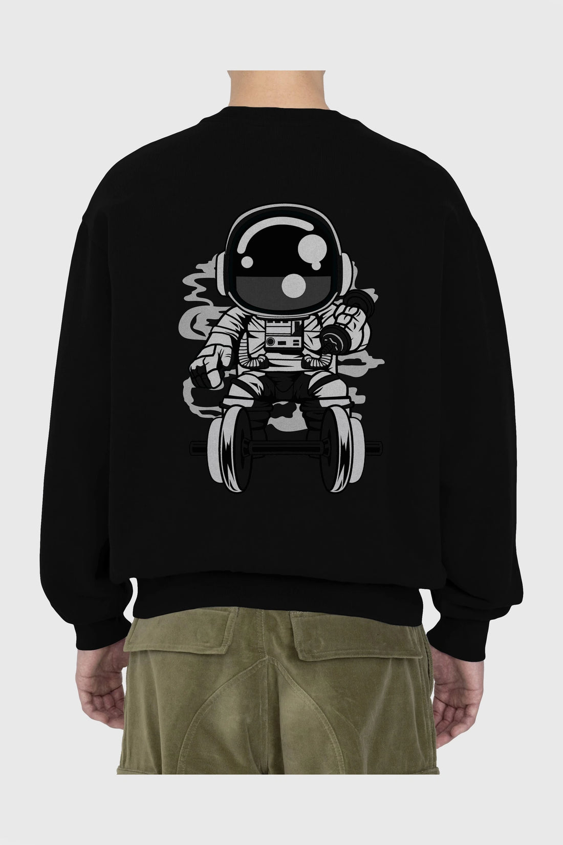 Astronaut Gym Arka Baskılı Oversize Sweatshirt Erkek Kadın Unisex