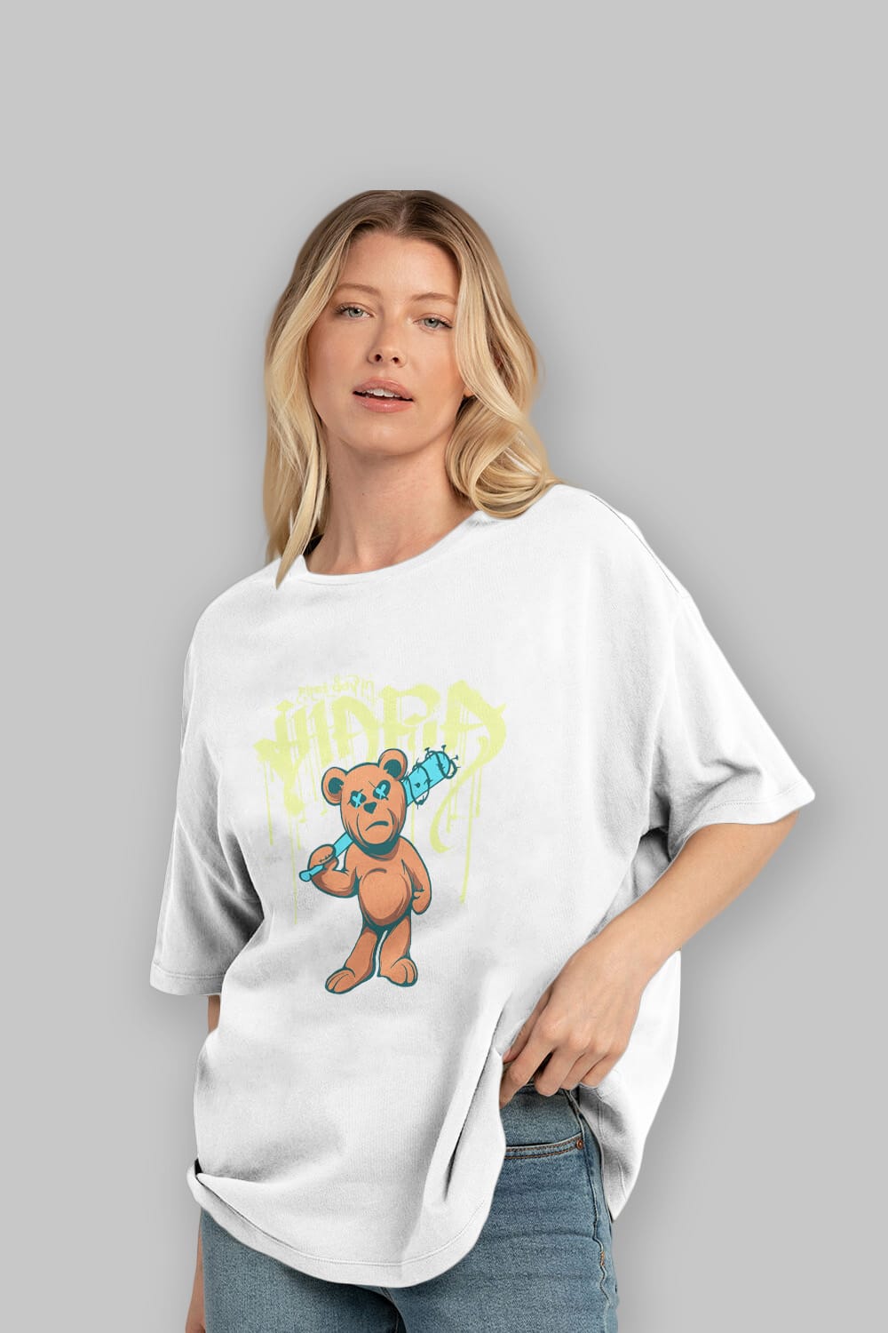 Hidra Bear Ön Baskılı Oversize t-shirt Erkek Kadın Unisex