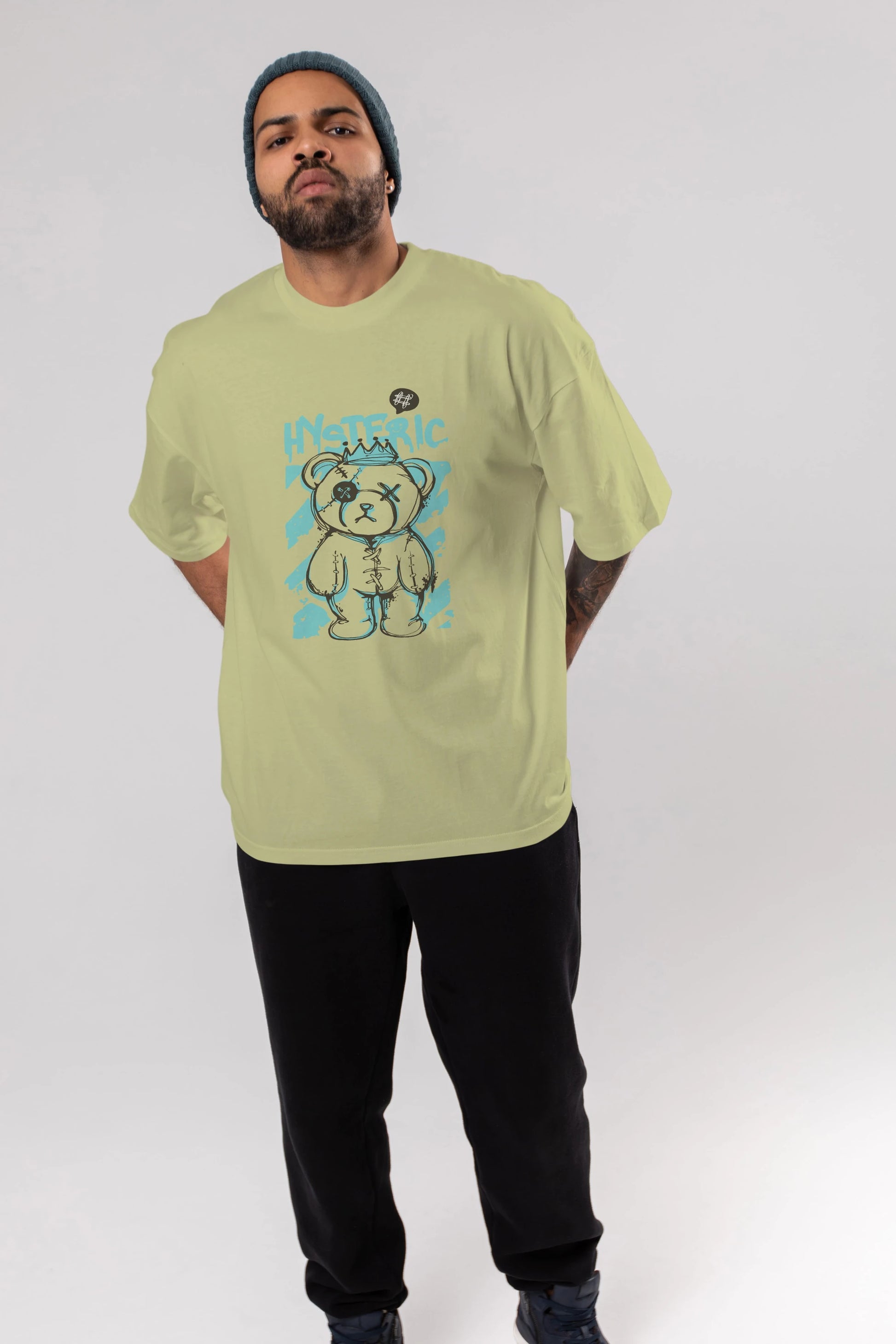 Hysteric Bear Ön Baskılı Oversize t-shirt Erkek Kadın Unisex