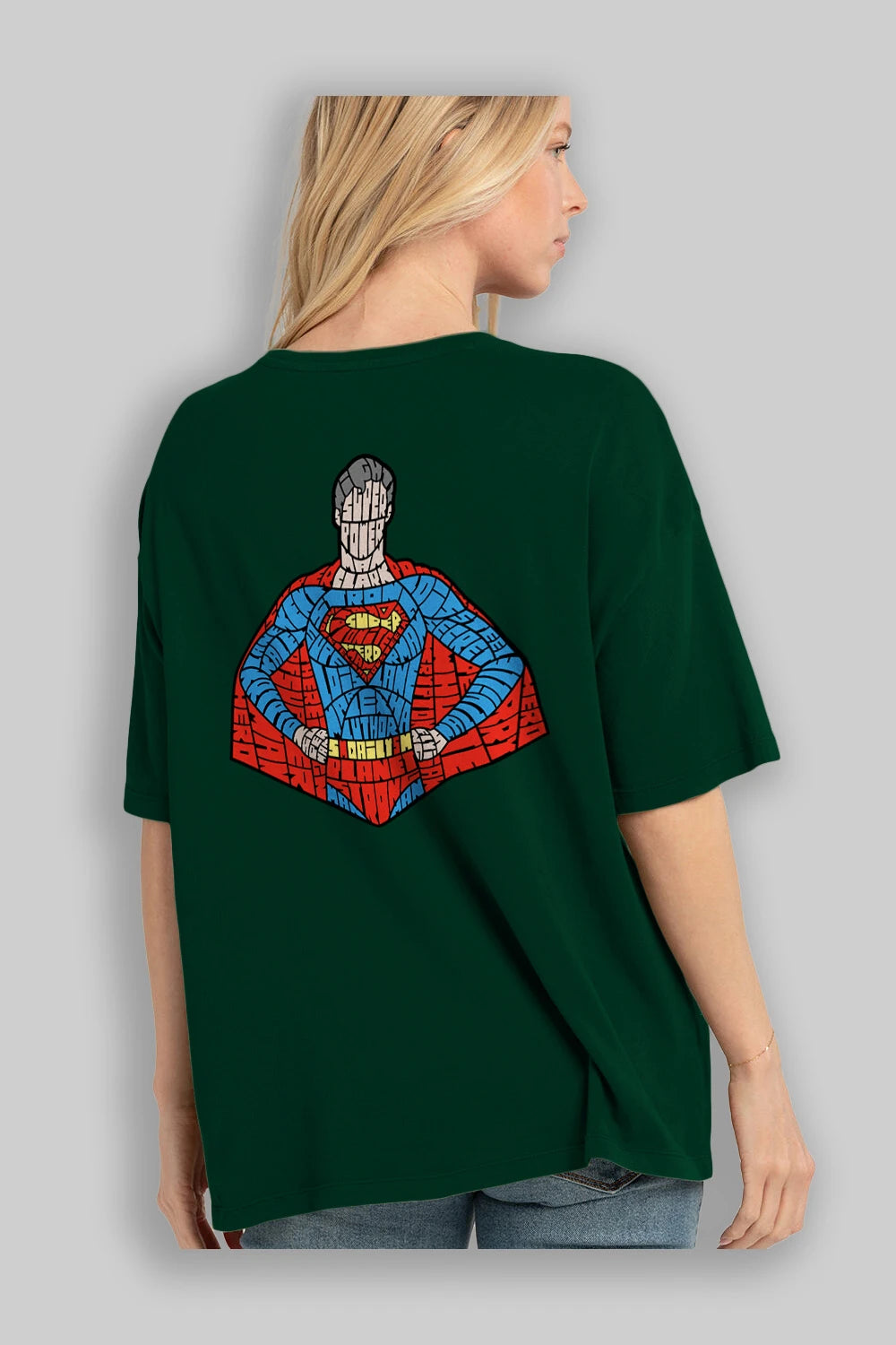 Kryptonian Arka Baskılı Oversize t-shirt %100 pamuk Erkek Kadın Unisex