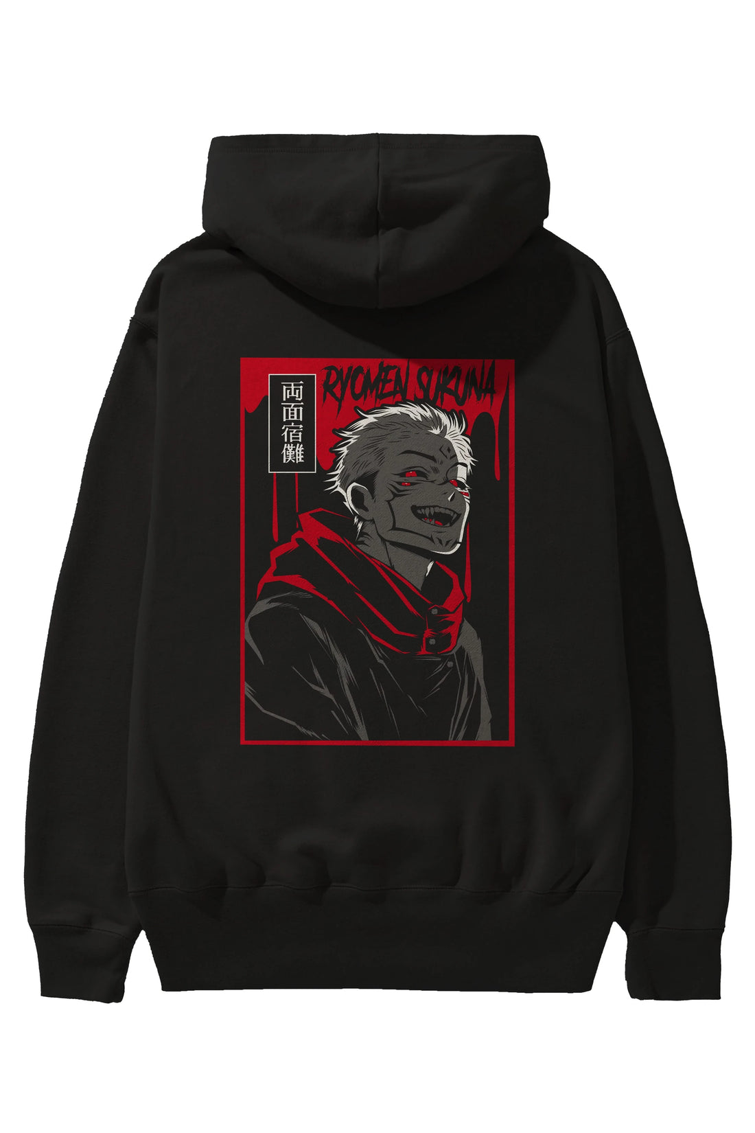 SUKUNA Anime Arka Baskılı Hoodie Oversize Kapüşonlu Sweatshirt Erkek Kadın Unisex