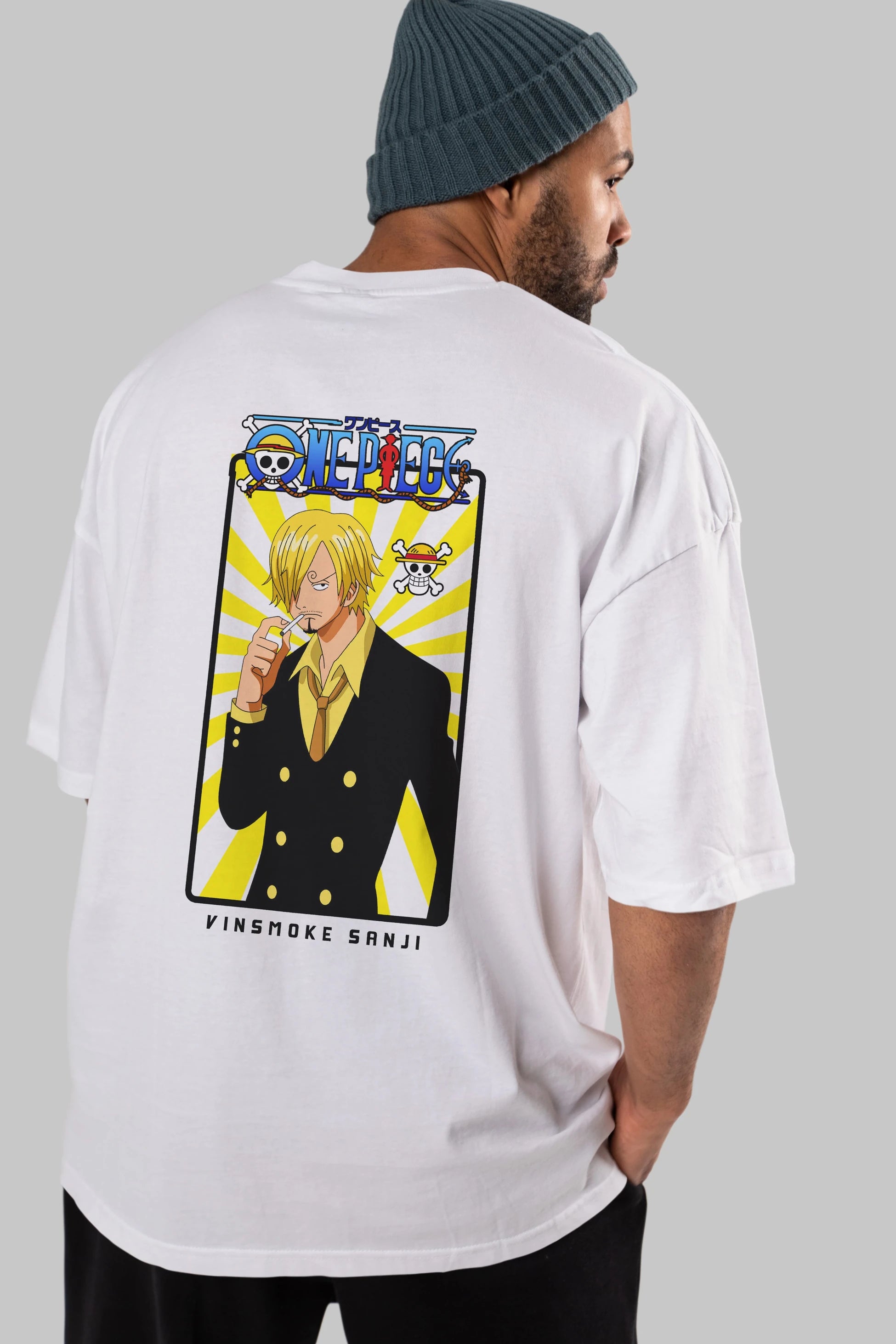 Sanji 4 Anime Arka Baskılı Oversize t-shirt Erkek Kadın Unisex %100 pamuk tişort