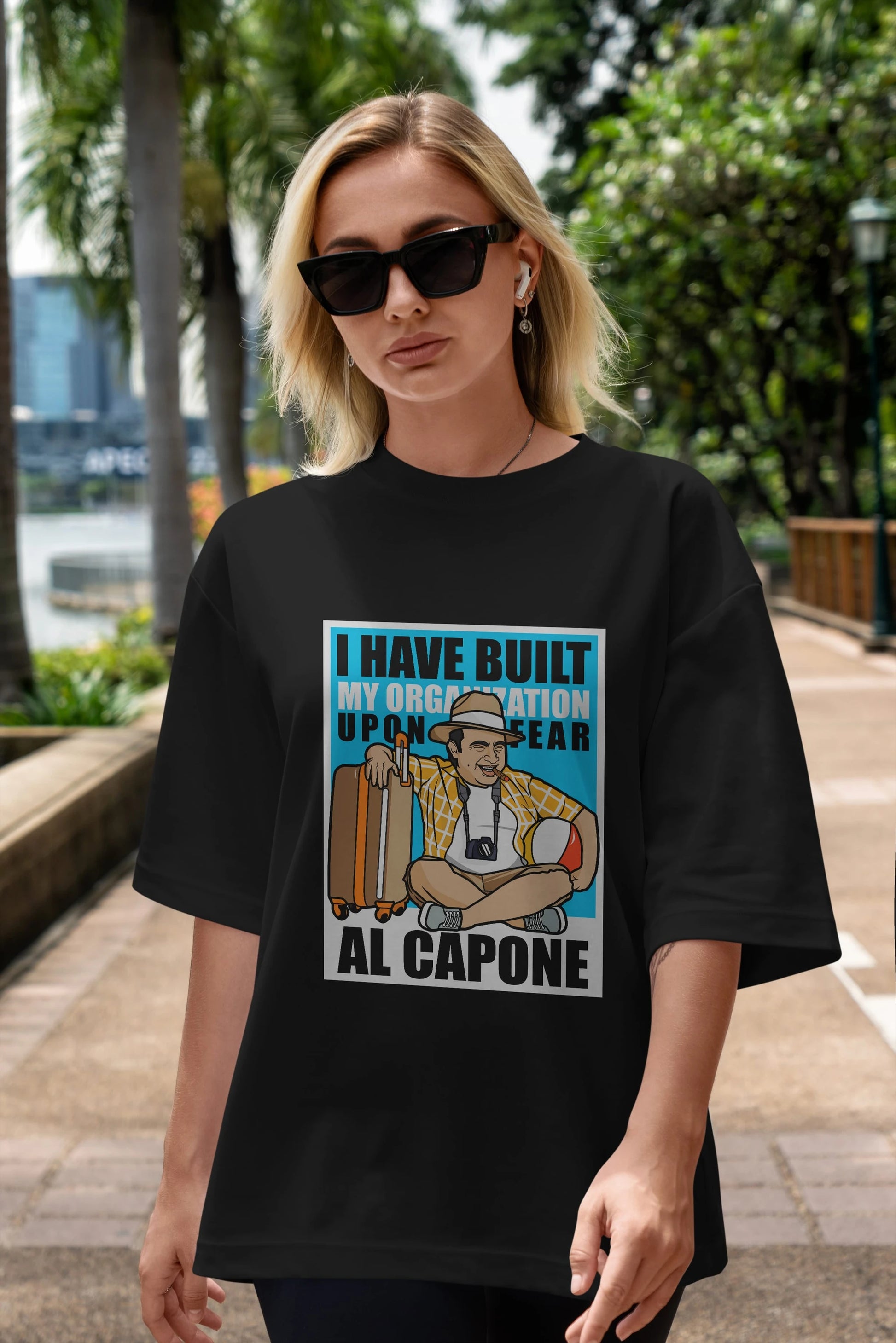 Al Capone Holiday Ön Baskılı Oversize t-shirt Erkek Kadın Unisex %100 Pamuk tişort
