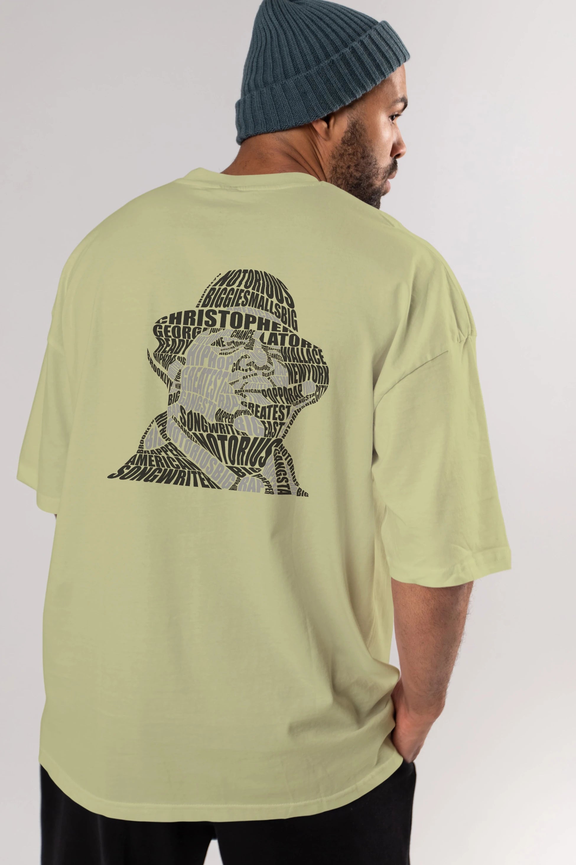 Notorious Big Calligram Arka Baskılı Oversize t-shirt %100 pamuk Erkek Kadın Unisex