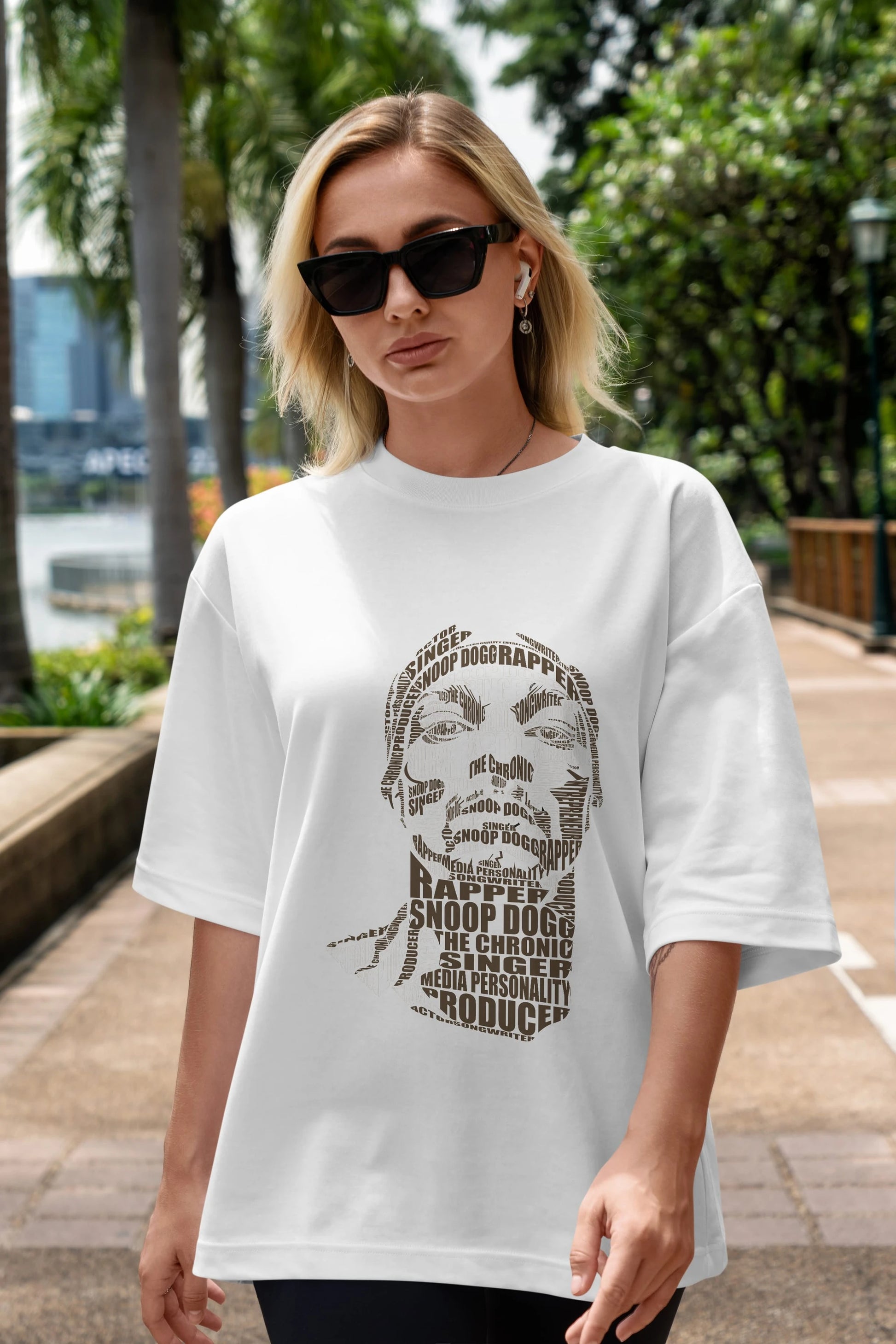 Snoop Dogg Calligram Ön Baskılı Oversize t-shirt %100 pamuk Erkek Kadın Unisex