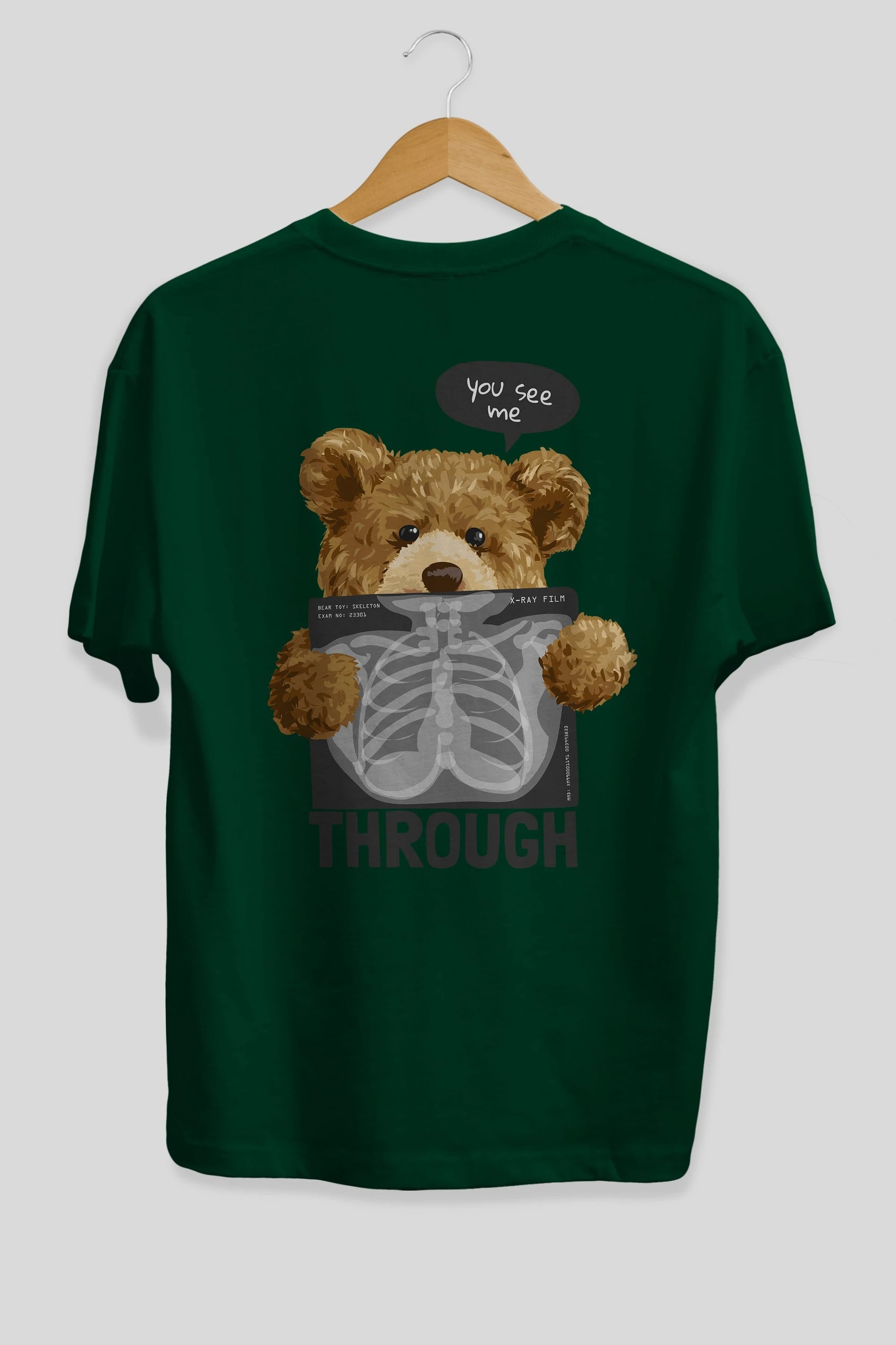 Teddy Bear Trough Arka Baskılı Oversize t-shirt Erkek Kadın Unisex %100 Pamuk
