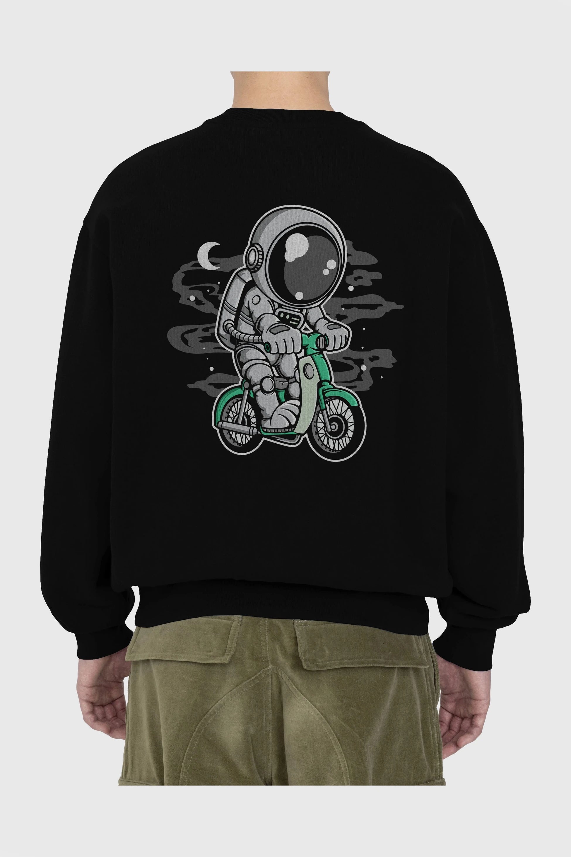 Astronaut Classic Motorbike Arka Baskılı Oversize Sweatshirt Erkek Kadın Unisex