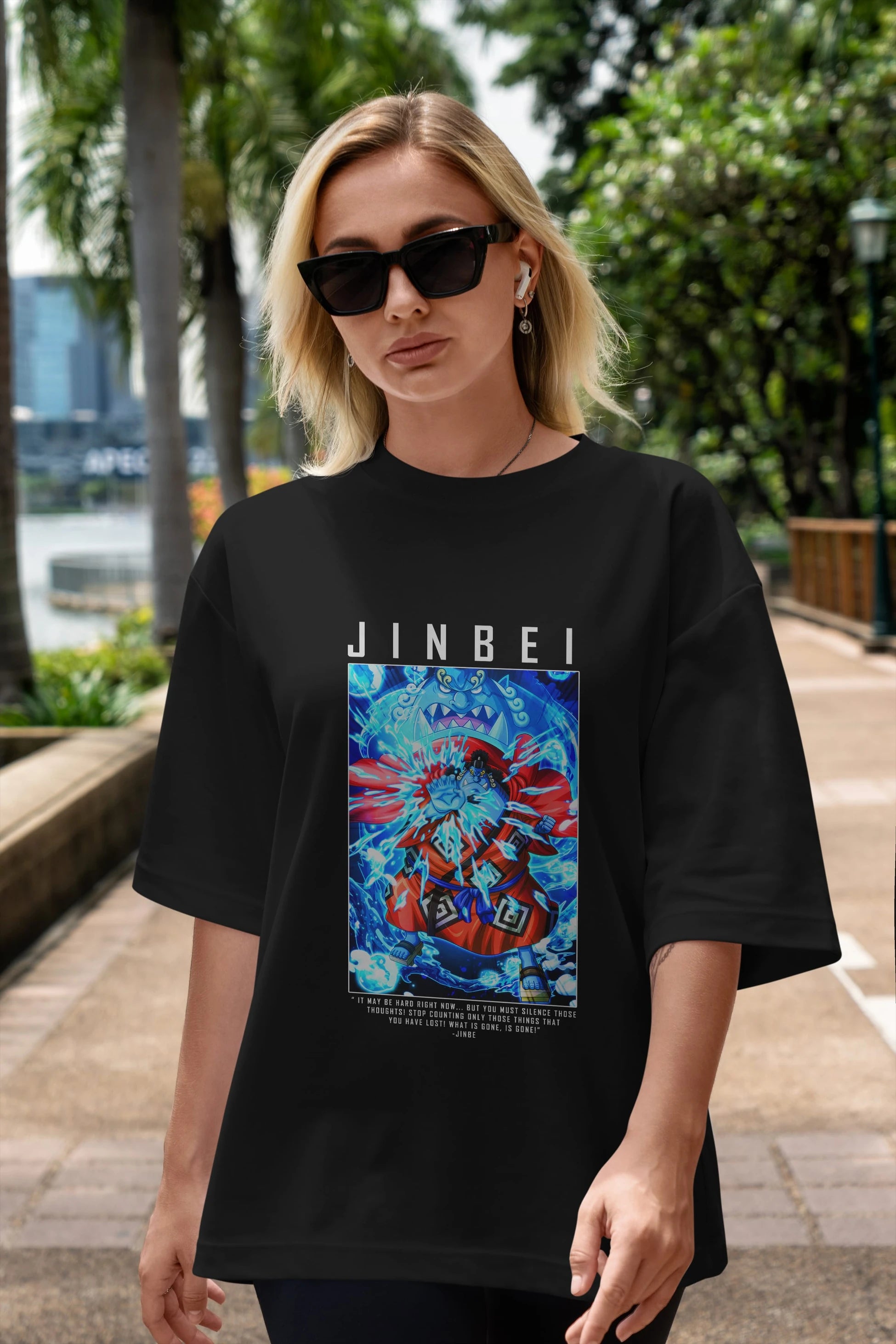 Jinbei Anime Ön Baskılı Oversize t-shirt Erkek Kadın Unisex