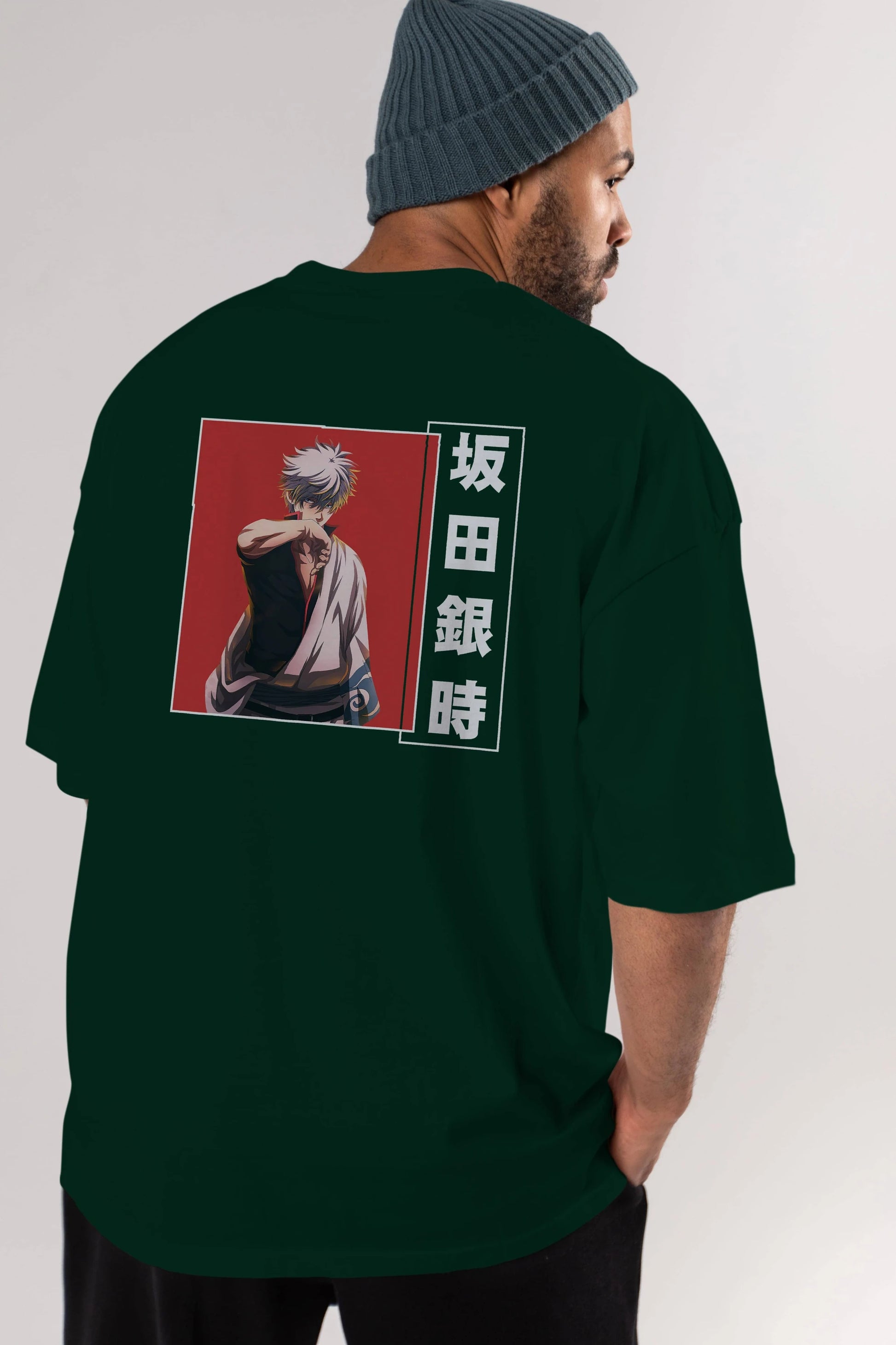 Gintoki Sakata GINTAMA 1 Anime Arka Baskılı Oversize t-shirt Erkek Kadın Unisex