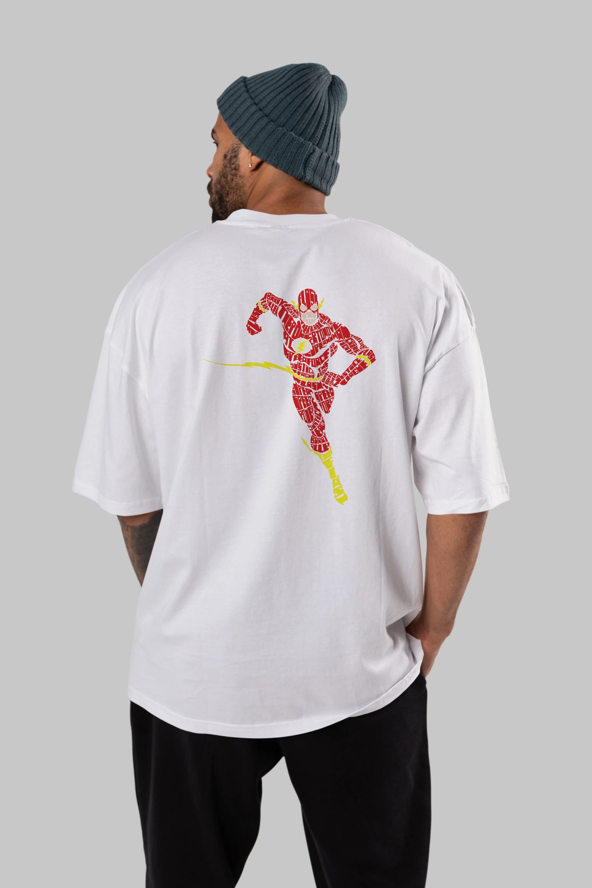 The Flash Arka Baskılı Oversize t-shirt %100 pamuk Erkek Kadın Unisex