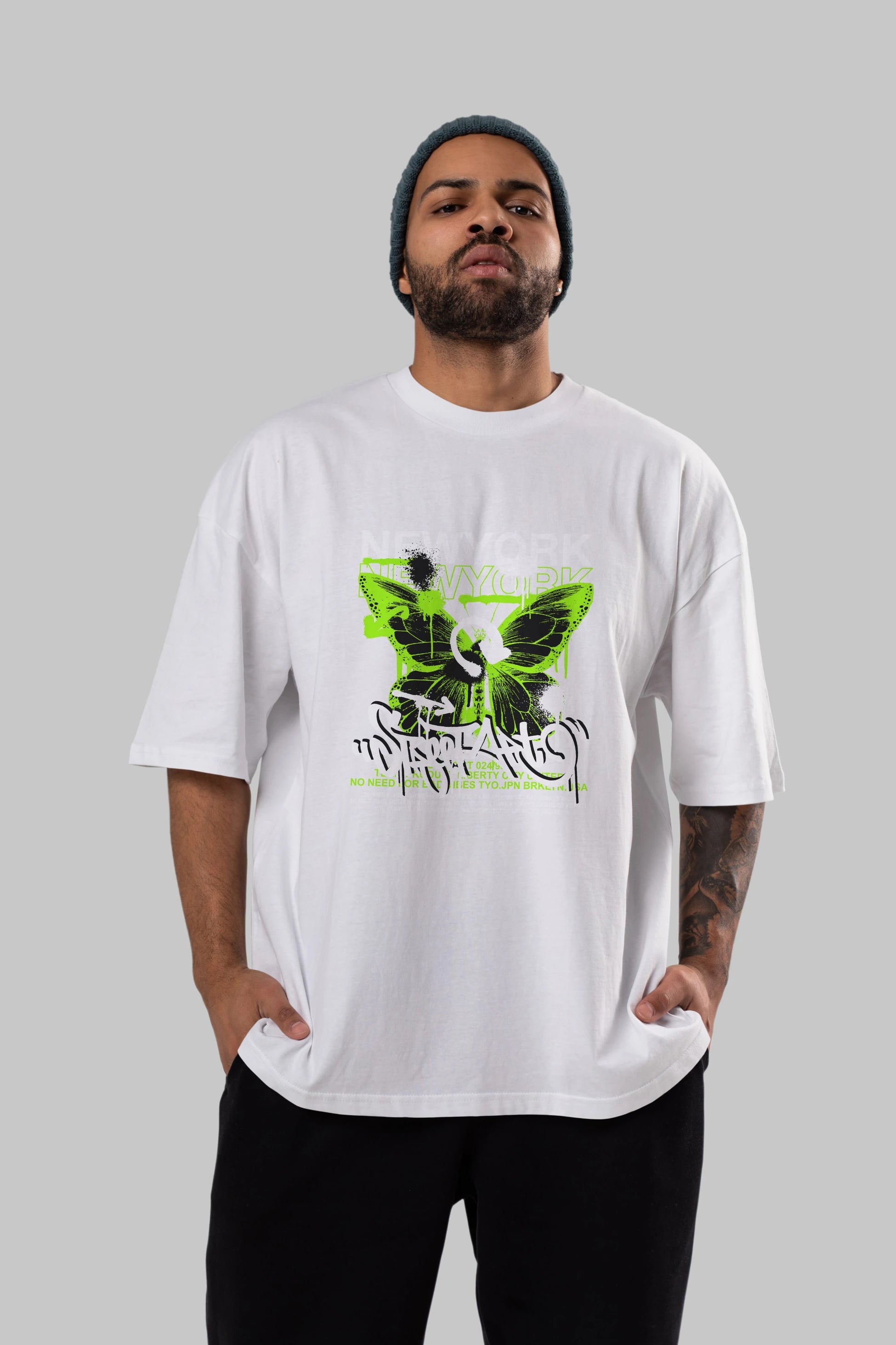 New York Street Style Ön Baskılı Oversize t-shirt Erkek Kadın Unisex