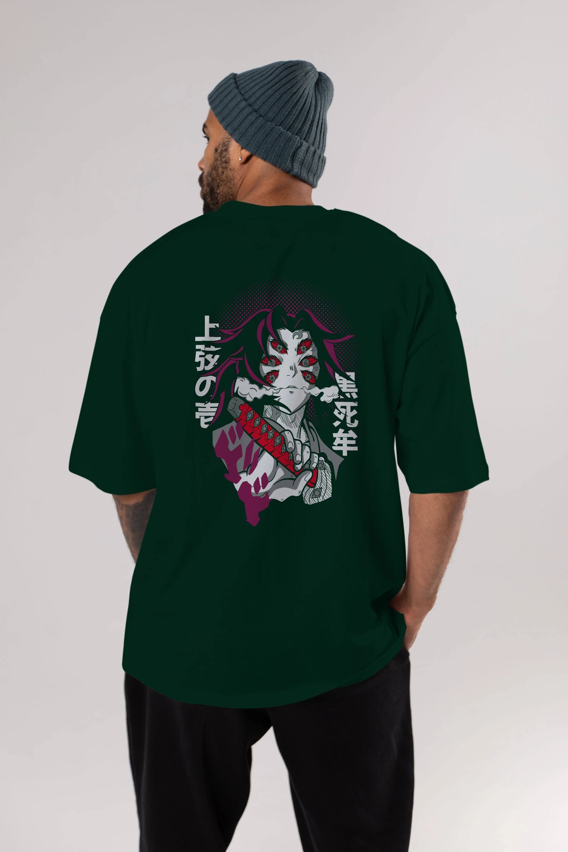 Kokushibo Anime Arka Baskılı Oversize t-shirt Erkek Kadın Unisex