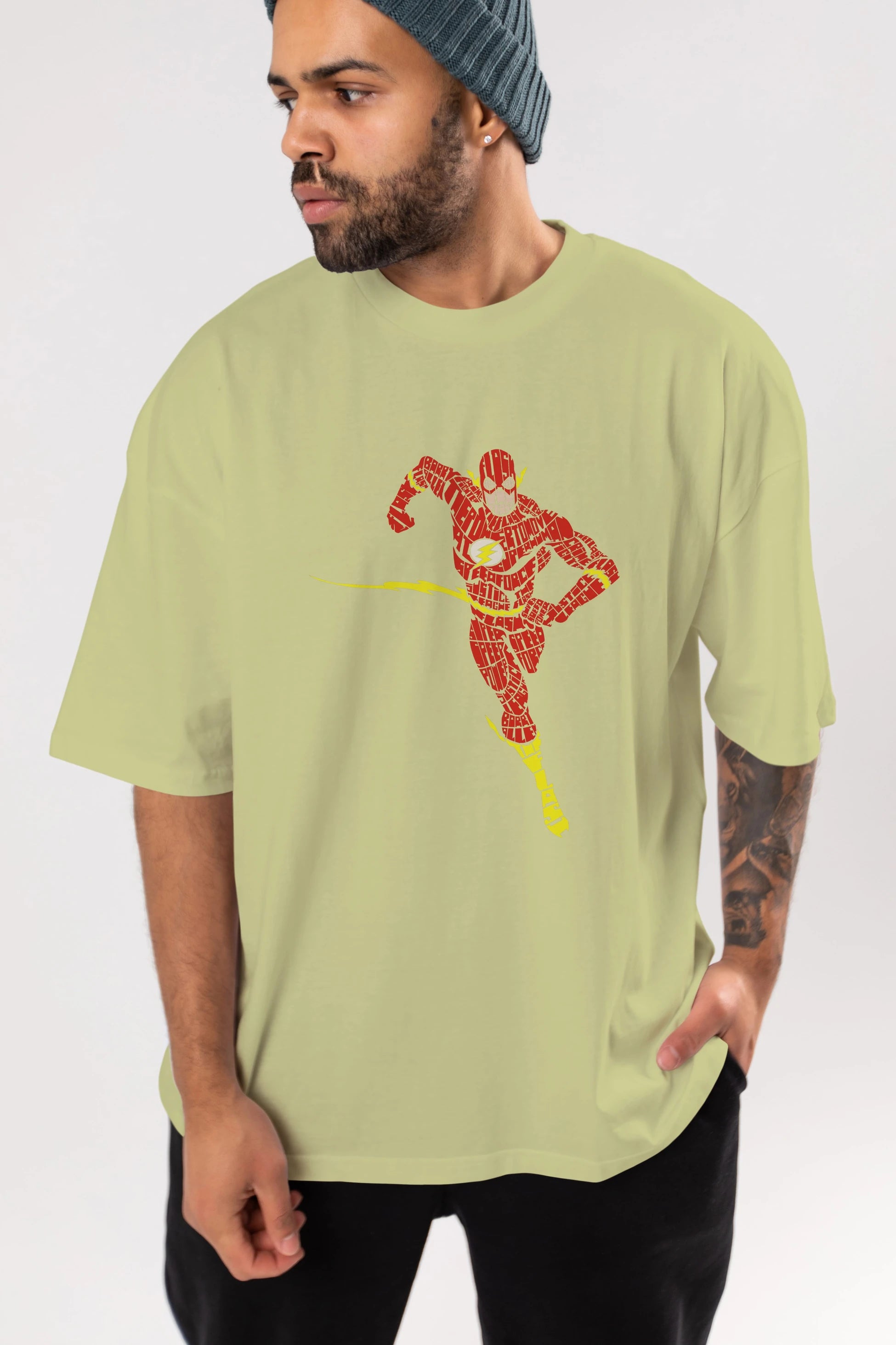 The Flash Ön Baskılı Oversize t-shirt %100 pamuk Erkek Kadın Unisex