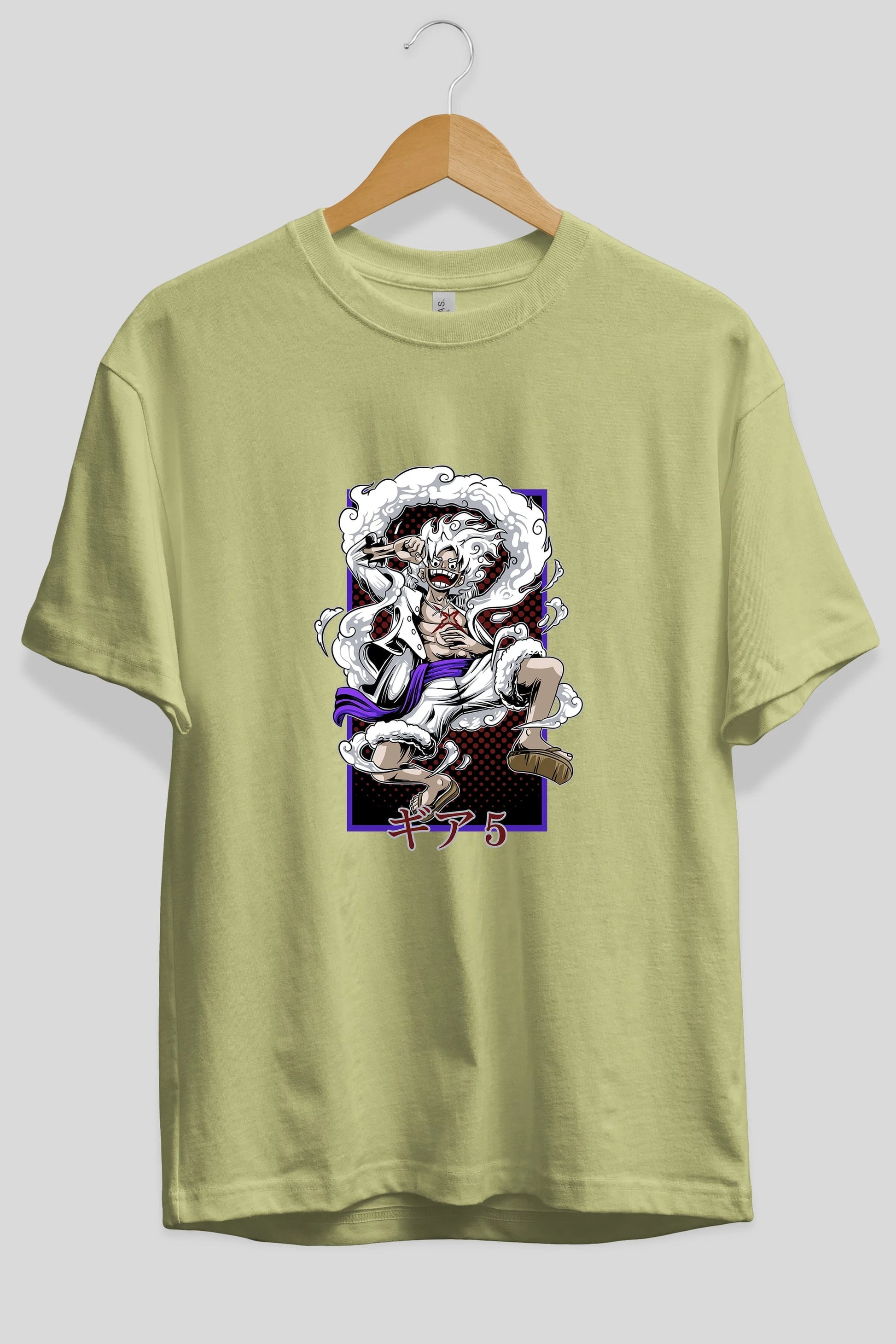 LUFFY GEAR 5 RECUADRO Anime Ön Baskılı Oversize t-shirt %100 pamuk Erkek Kadın Unisex