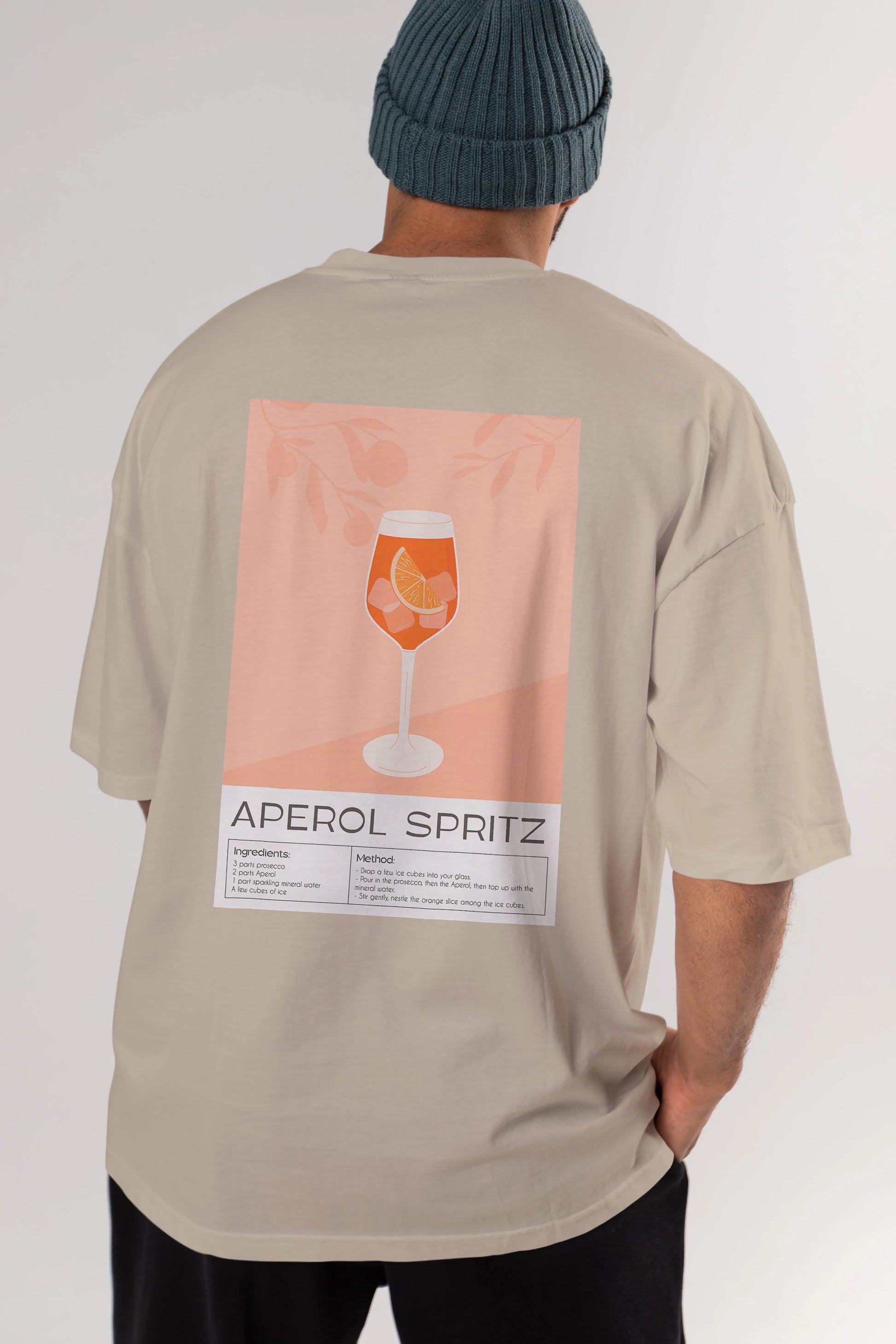 Aperol Spritz 7 Arka Baskılı Oversize t-shirt Erkek Kadın Unisex %100 Pamuk Bisiklet Yaka tişort