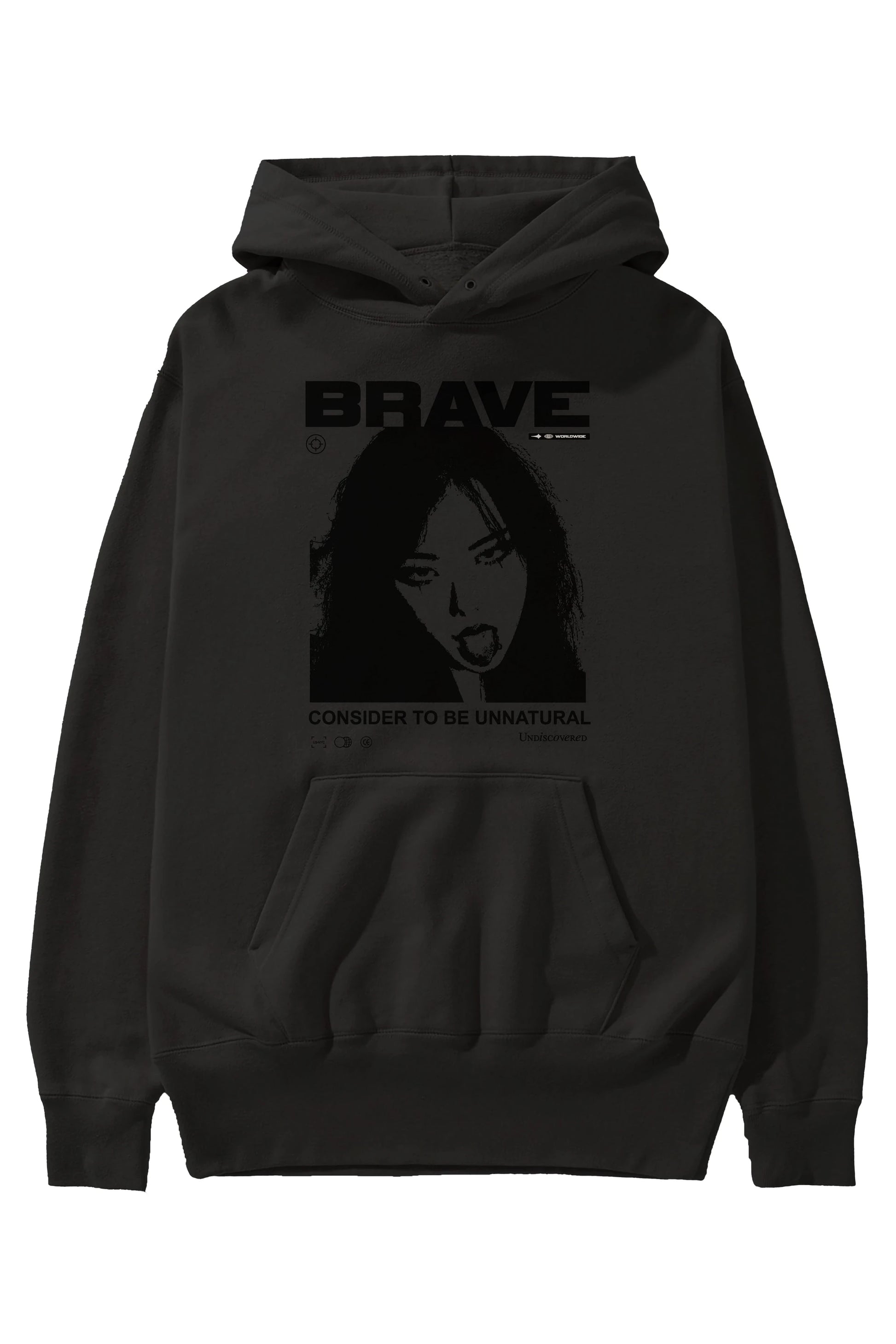 Brave Ön Baskılı Hoodie Oversize Kapüşonlu Sweatshirt Erkek Kadın Unisex