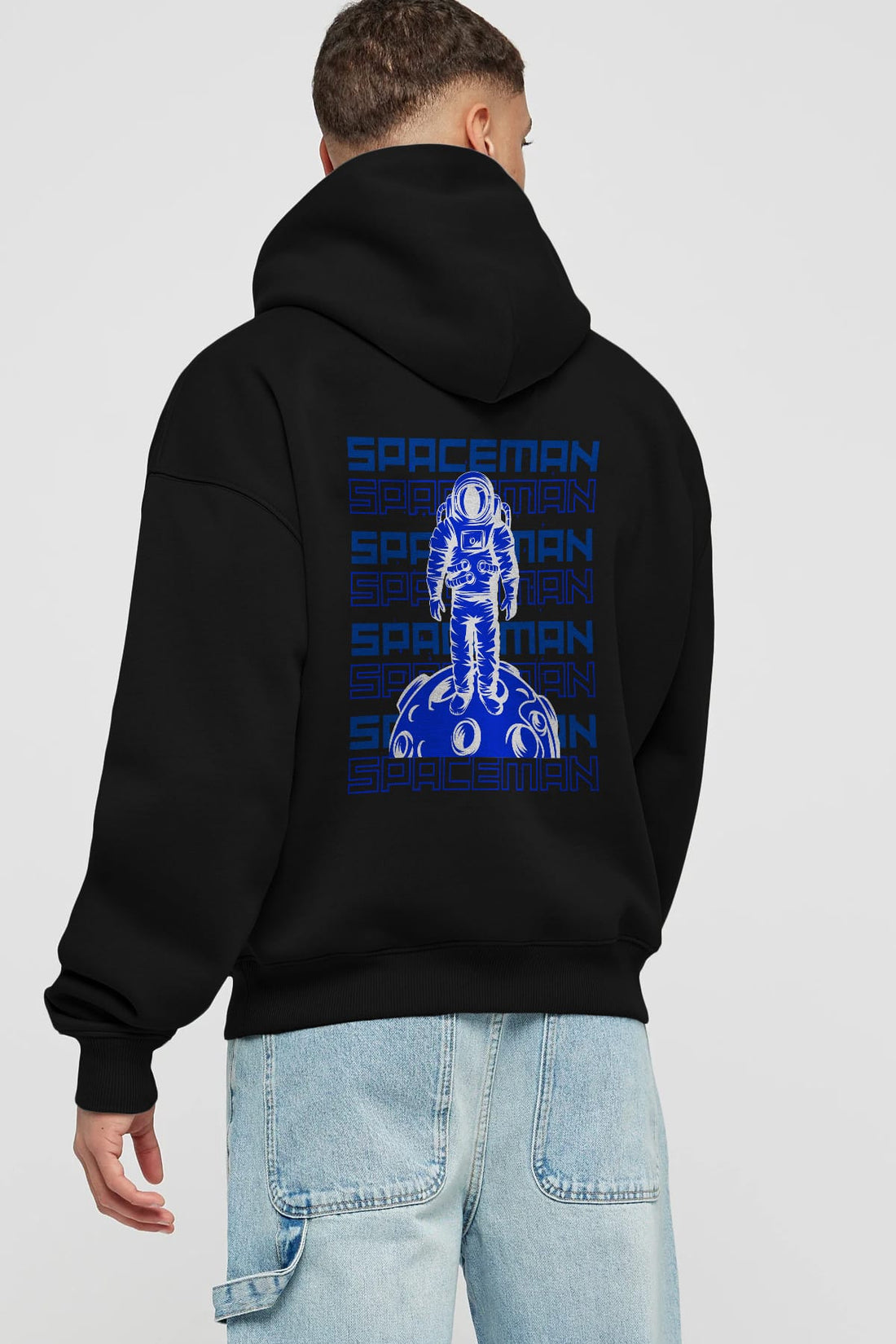 Spaceman Yazılı Arka Baskılı Oversize Hoodie Kapüşonlu Sweatshirt Erkek Kadın Unisex