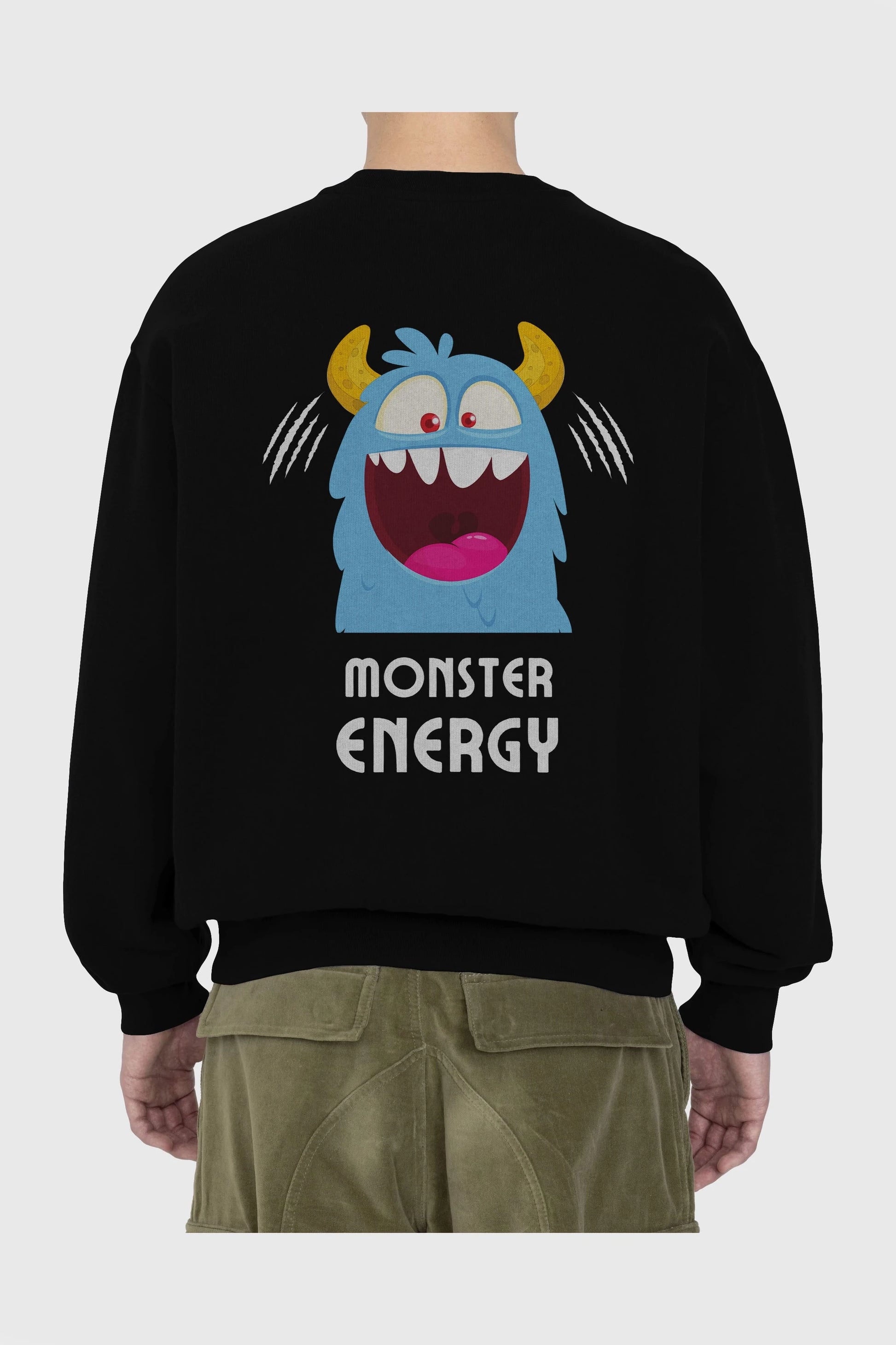 Monster Energy Arka Baskılı Oversize Sweatshirt Erkek Kadın Unisex