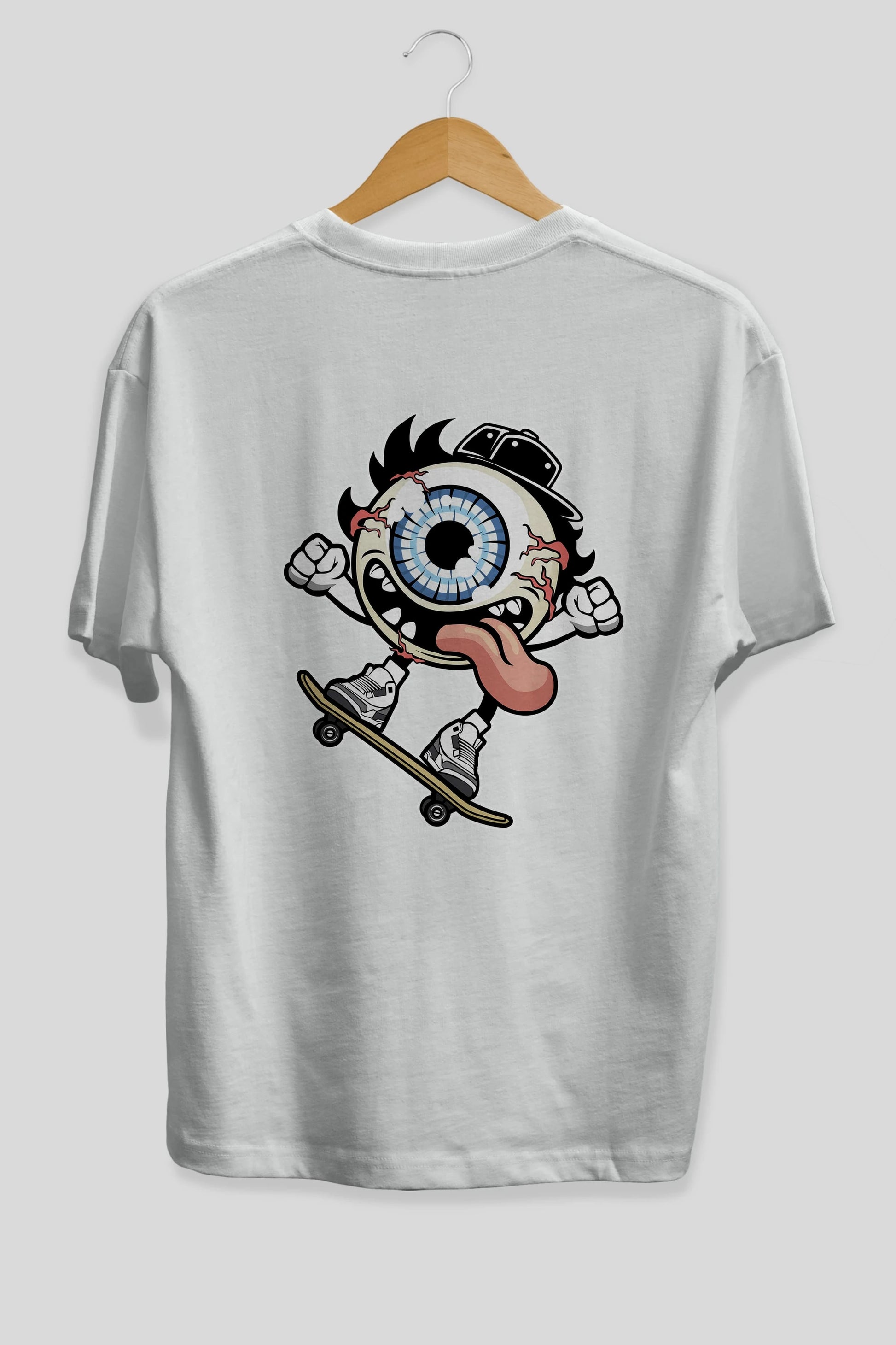 Eye Ball Skater Arka Baskılı Oversize t-shirt Erkek Kadın Unisex %100 Pamuk tişort