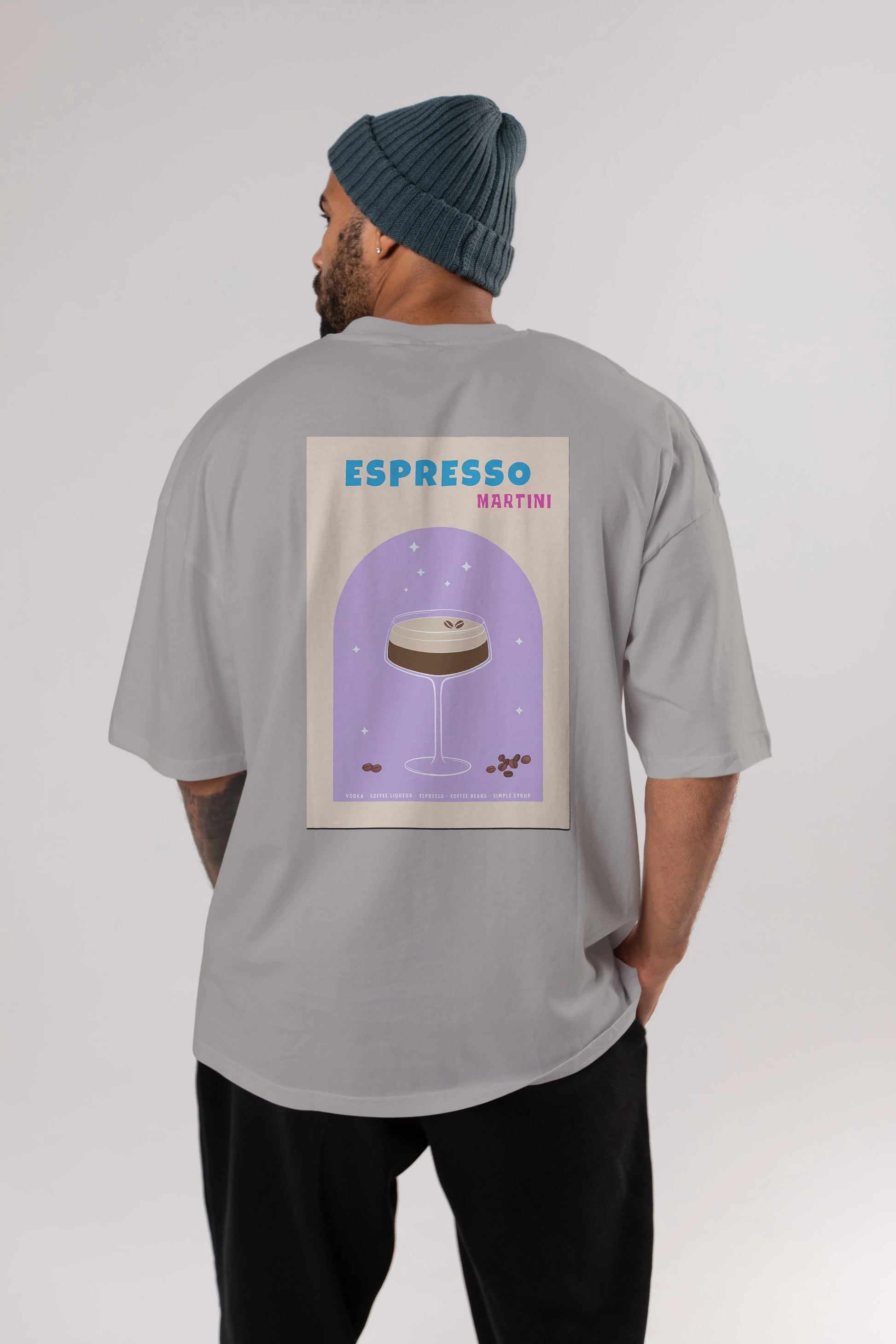 Espresso Martini 5 Arka Baskılı Oversize t-shirt Erkek Kadın Unisex %100 Pamuk Bisiklet Yaka tişort