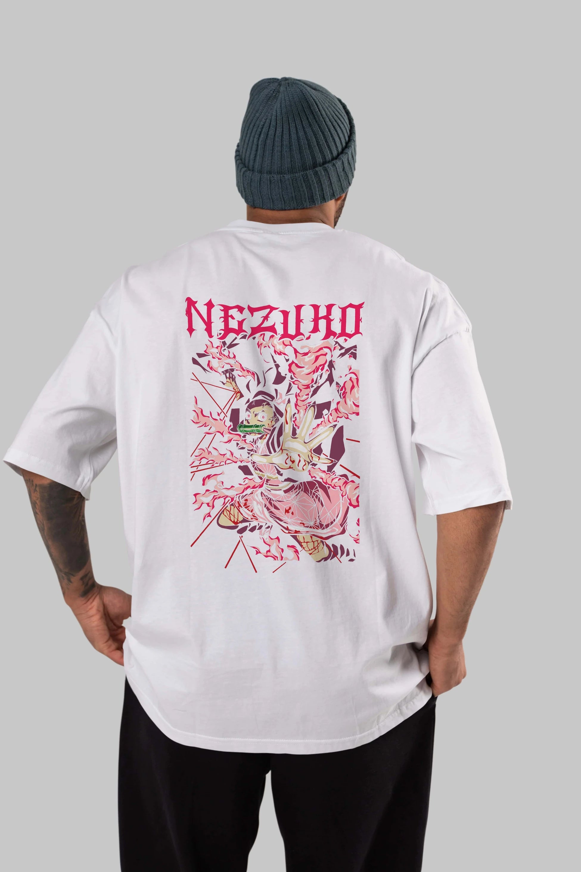 NEZUKO KAMADO Anime Arka Baskılı Oversize t-shirt Erkek Kadın Unisex