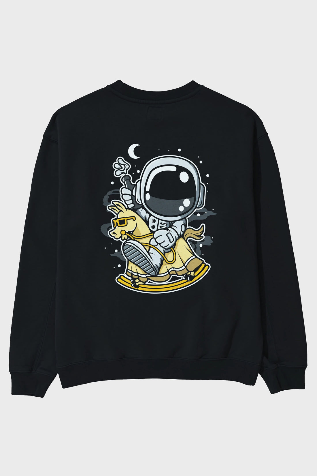 Astronaut RidingToy Horse Arka Baskılı Oversize Sweatshirt Erkek Kadın Unisex