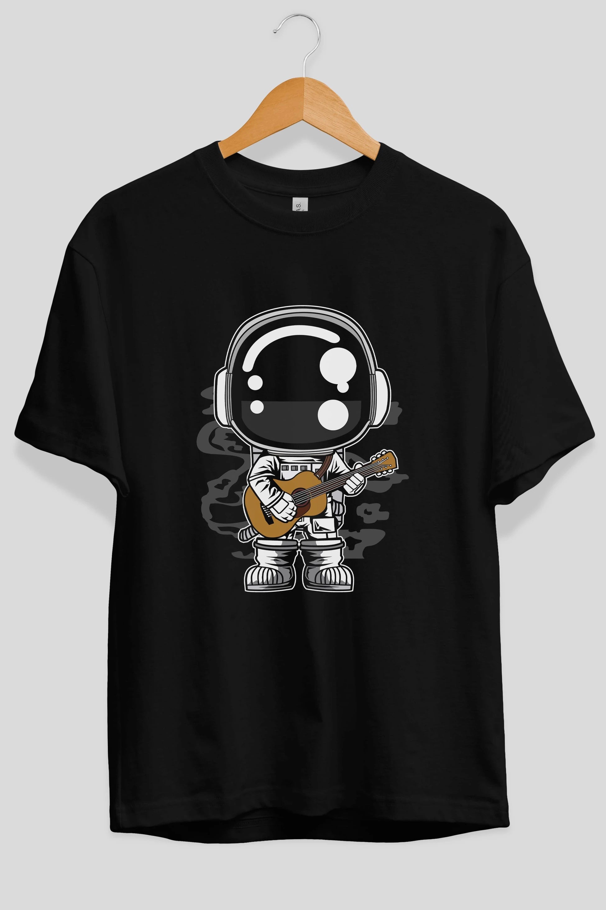 Astronaut Acoustic Guitar Ön Baskılı Oversize t-shirt Erkek Kadın Unisex