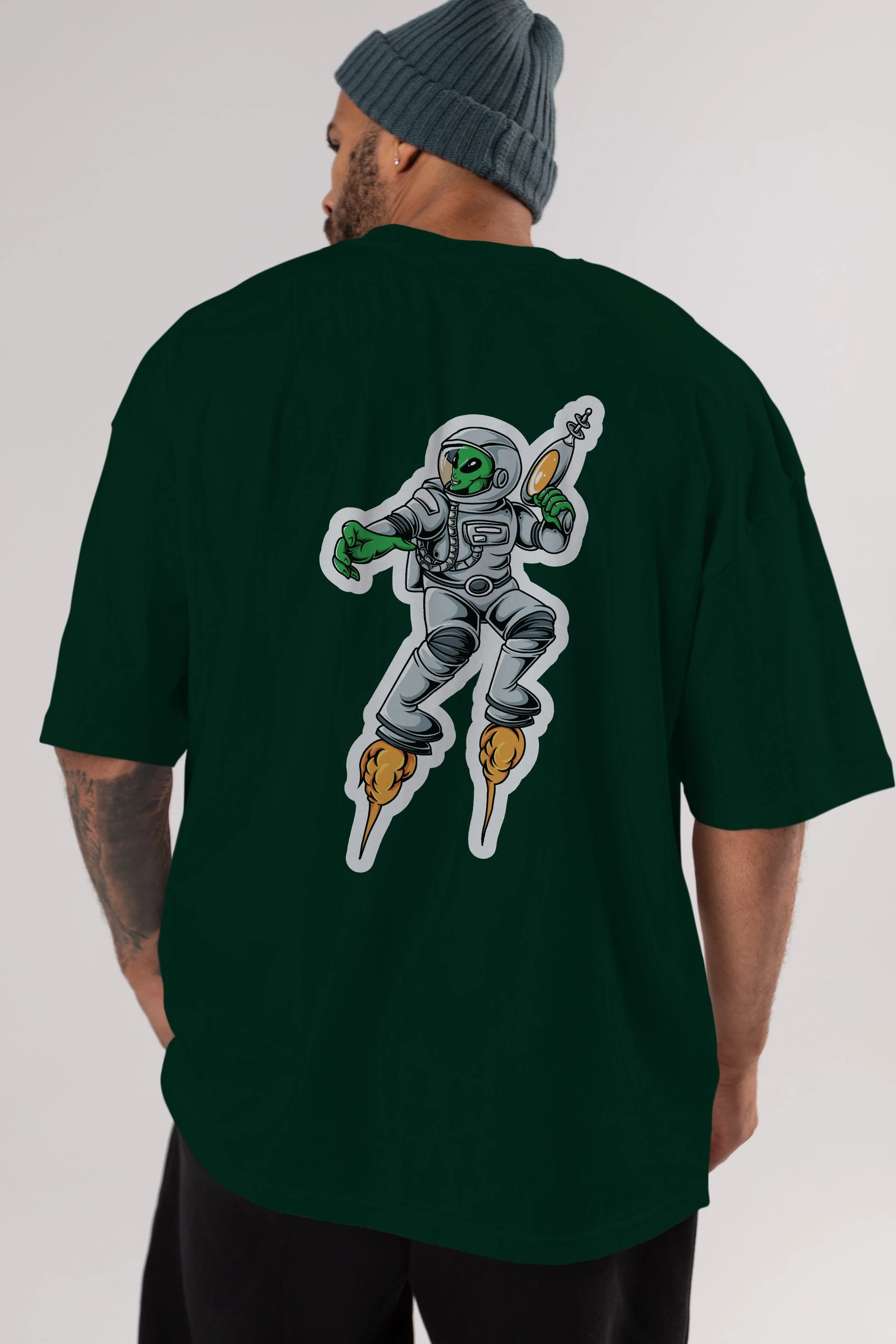 Alien Wars Sticker Arka Baskılı Oversize t-shirt Erkek Kadın Unisex