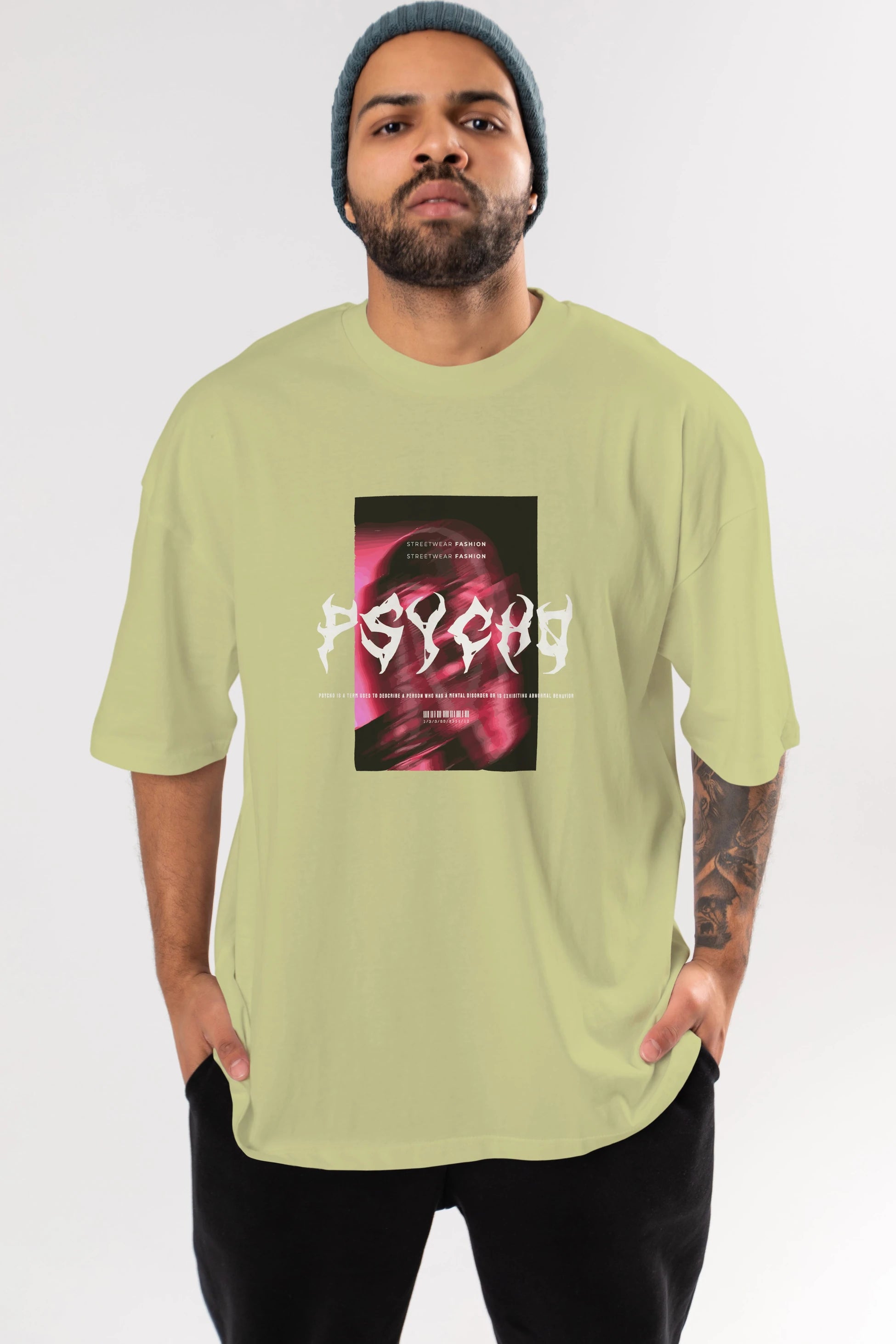Psycho Streetwear Ön Baskılı Oversize t-shirt Erkek Kadın Unisex