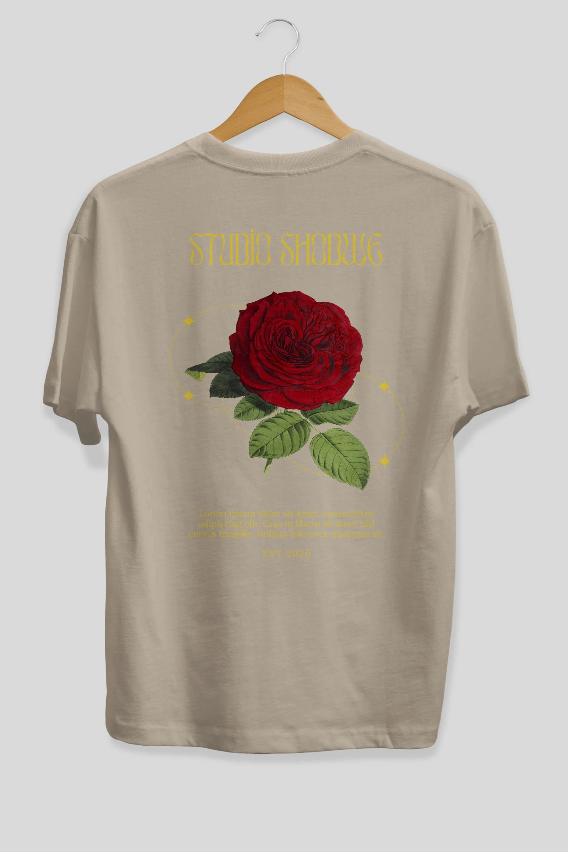Studio Shodwe Rose Arka Baskılı Oversize t-shirt Erkek Kadın Unisex