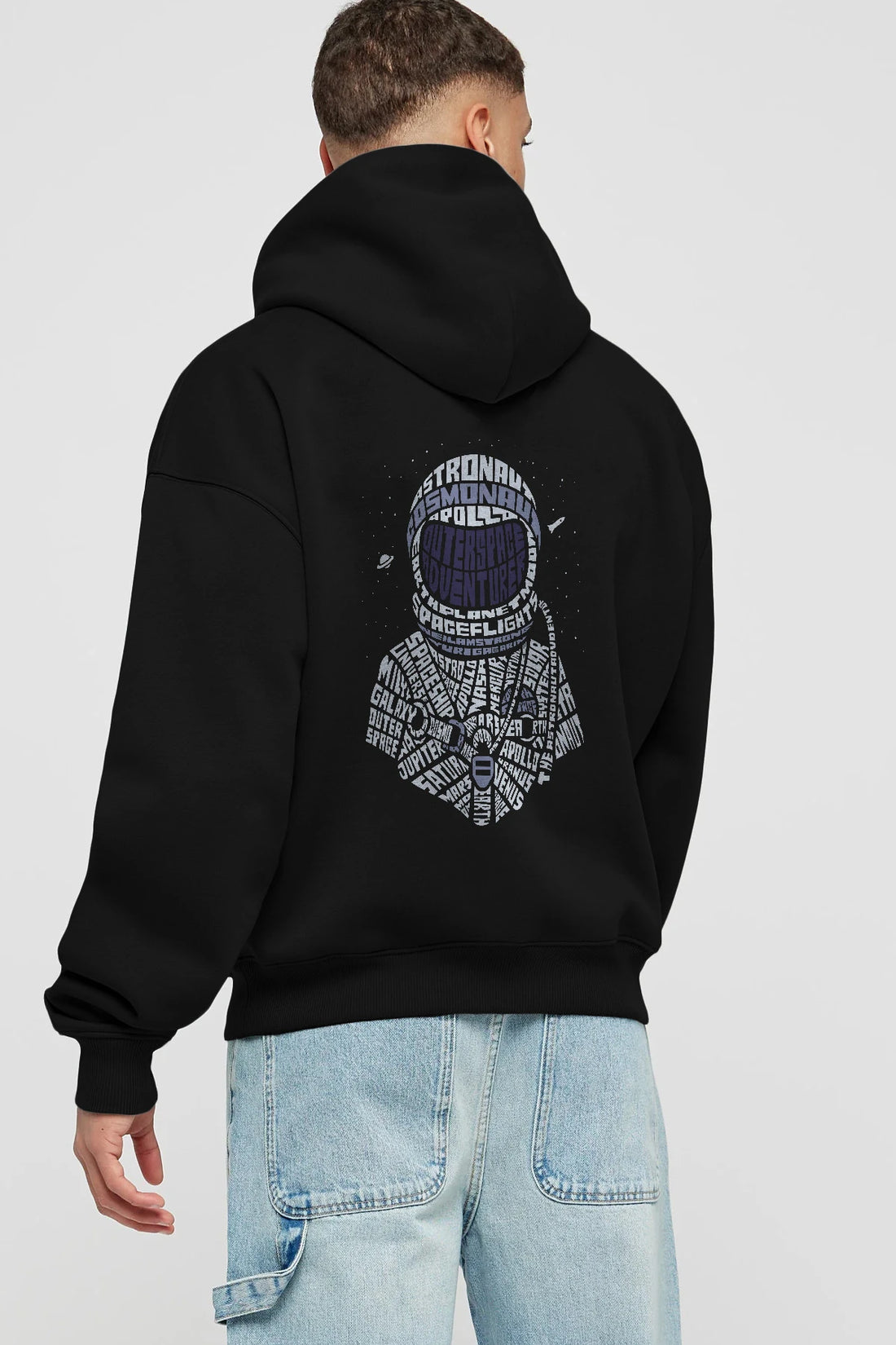 Astronaut Arka Baskılı Hoodie Oversize Kapüşonlu Sweatshirt Erkek Kadın Unisex