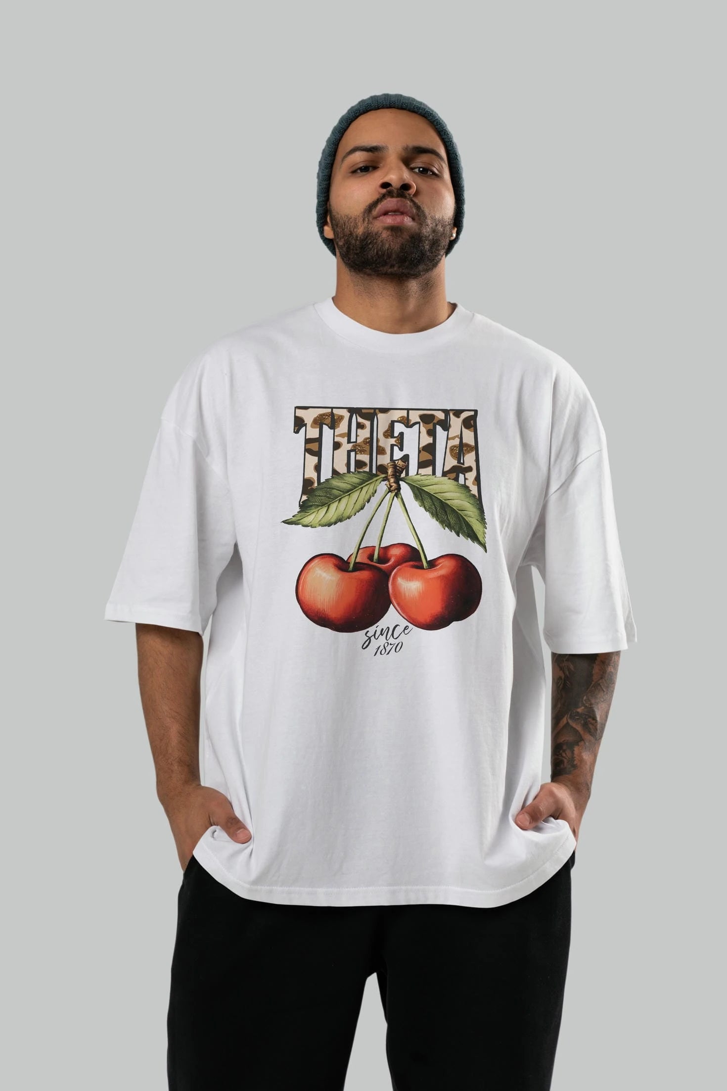Cherry Cherries 9 Ön Baskılı Oversize t-shirt Erkek Kadın Pamuk Bisiklet Yaka tişort